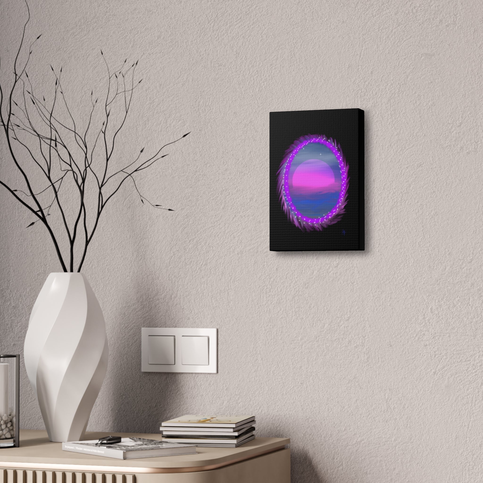 Stretched Canvas - Neon Dream Portal Sunset Wall Art