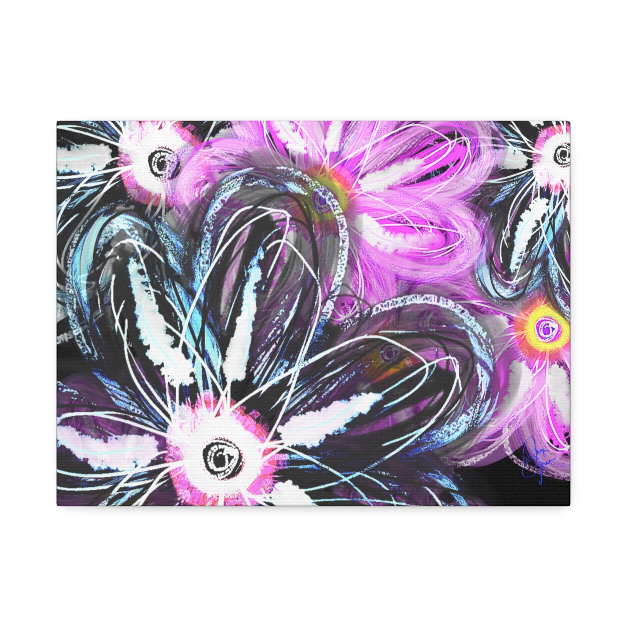 Floral Neon Abstract Canvas