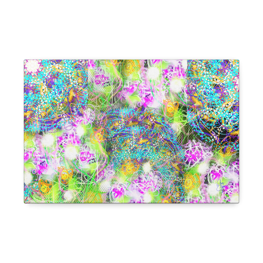 Abstract Floral Galaxy Canvas - Vibrant Stretched Wall Art