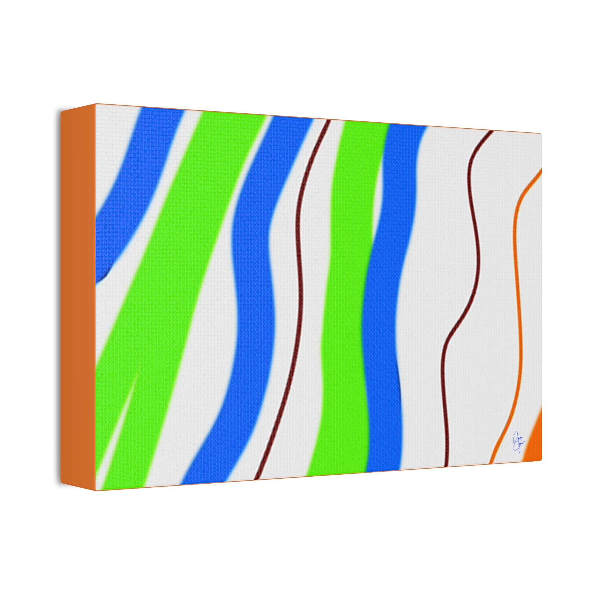 Abstract Wavy Stripes Canvas Print — Colorful Blue, Green & Orange Wall Art