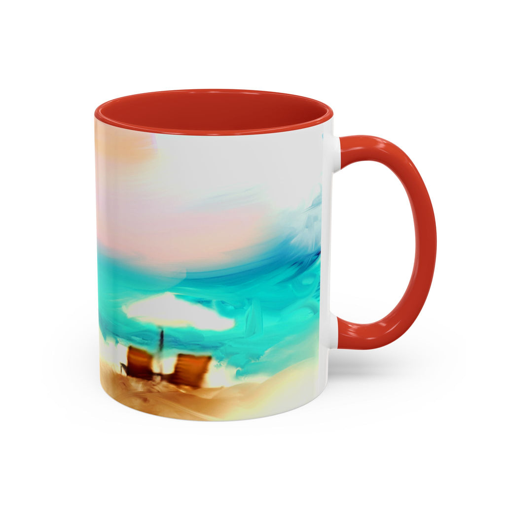 Beach Sunrise Accent Coffee Mug — Tropical Ocean Scene 11/15oz