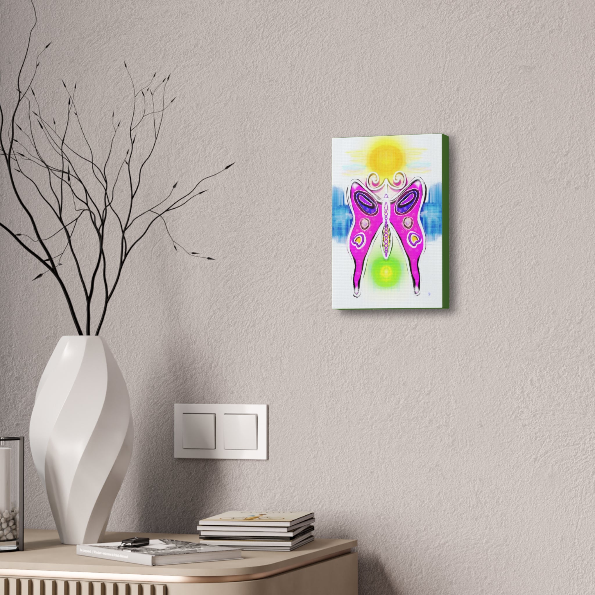 Abstract Pink Butterfly Canvas - Vibrant Stretched Wall Art