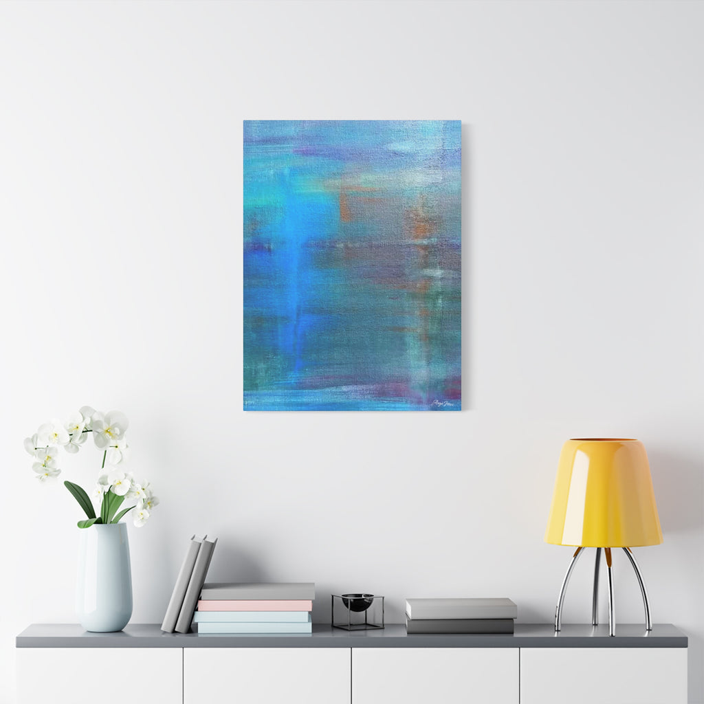 Abstract Blue-Green Matte Canvas Print – Stretched 1.25" Wall Art