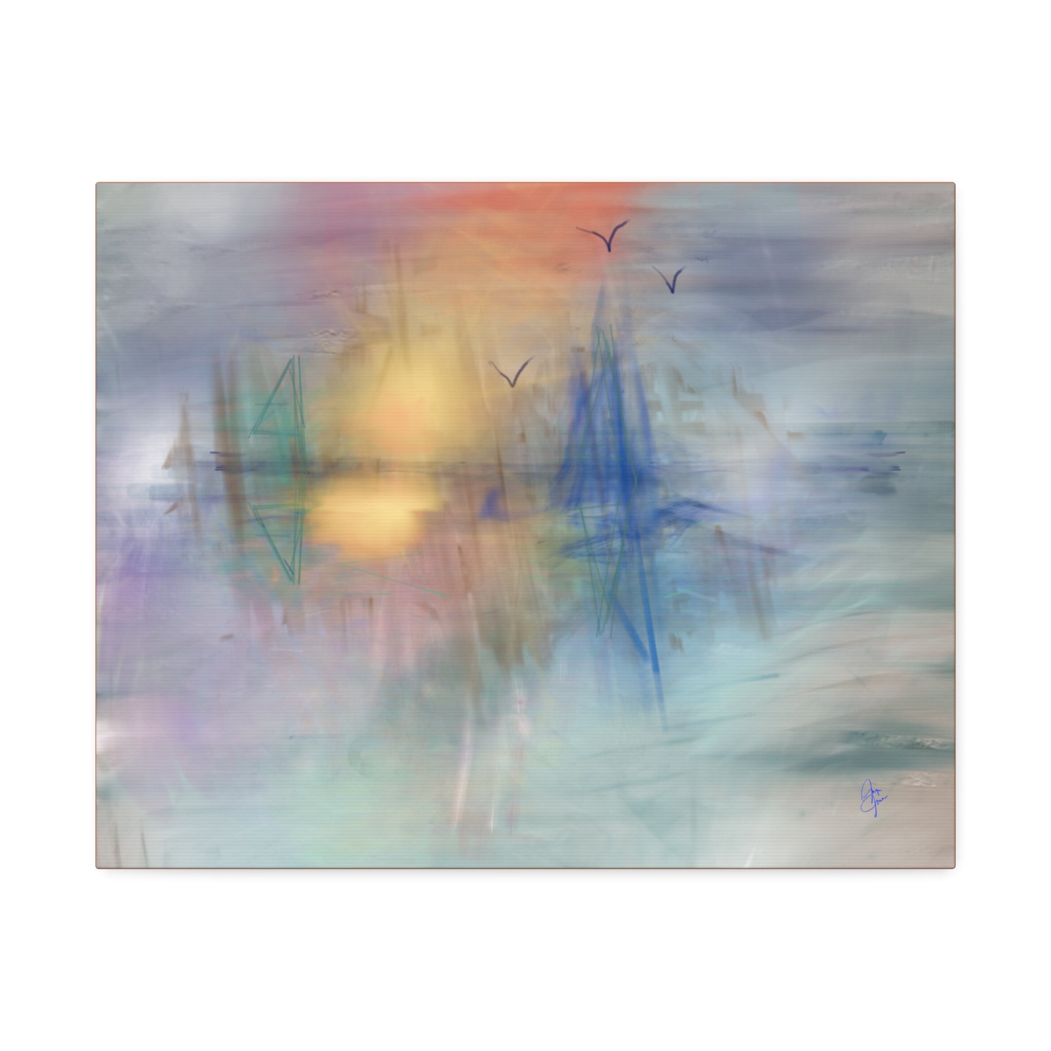 Sunset Harbor Abstract Canvas Wall Art – Stretched 1.5"