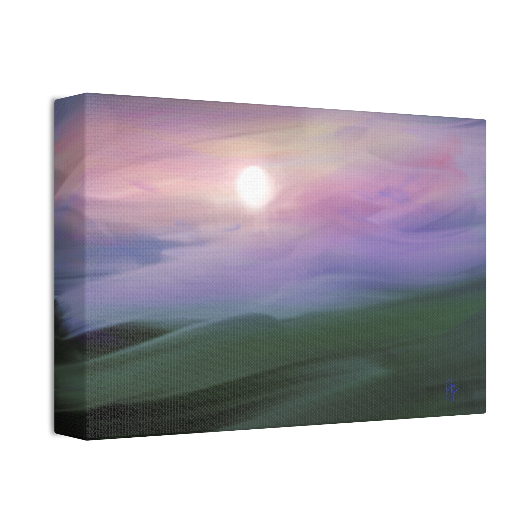 Sunrise Mist Landscape Canvas Print — Serene Pastel Wall Art