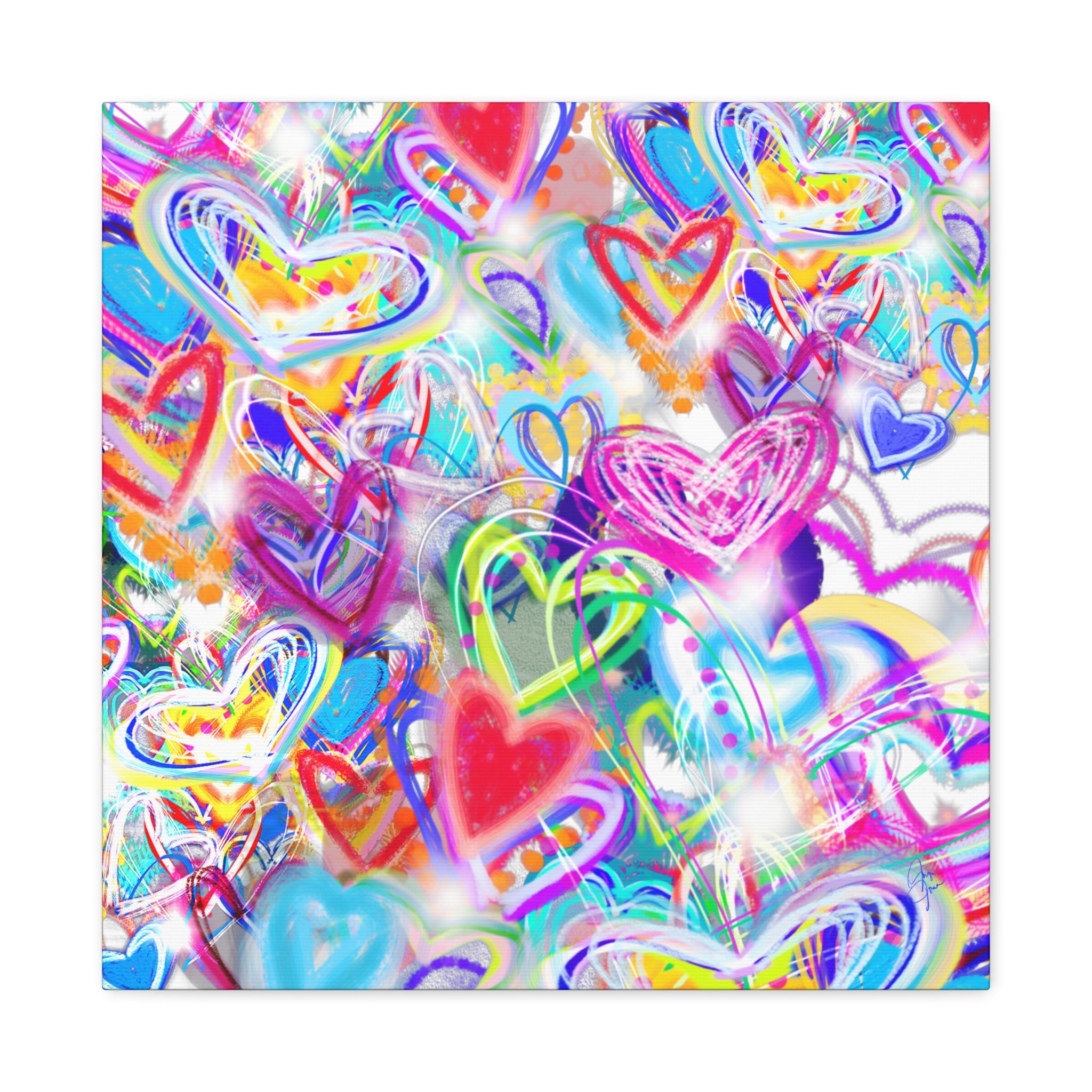 Colorful Heart Graffiti Matte Canvas