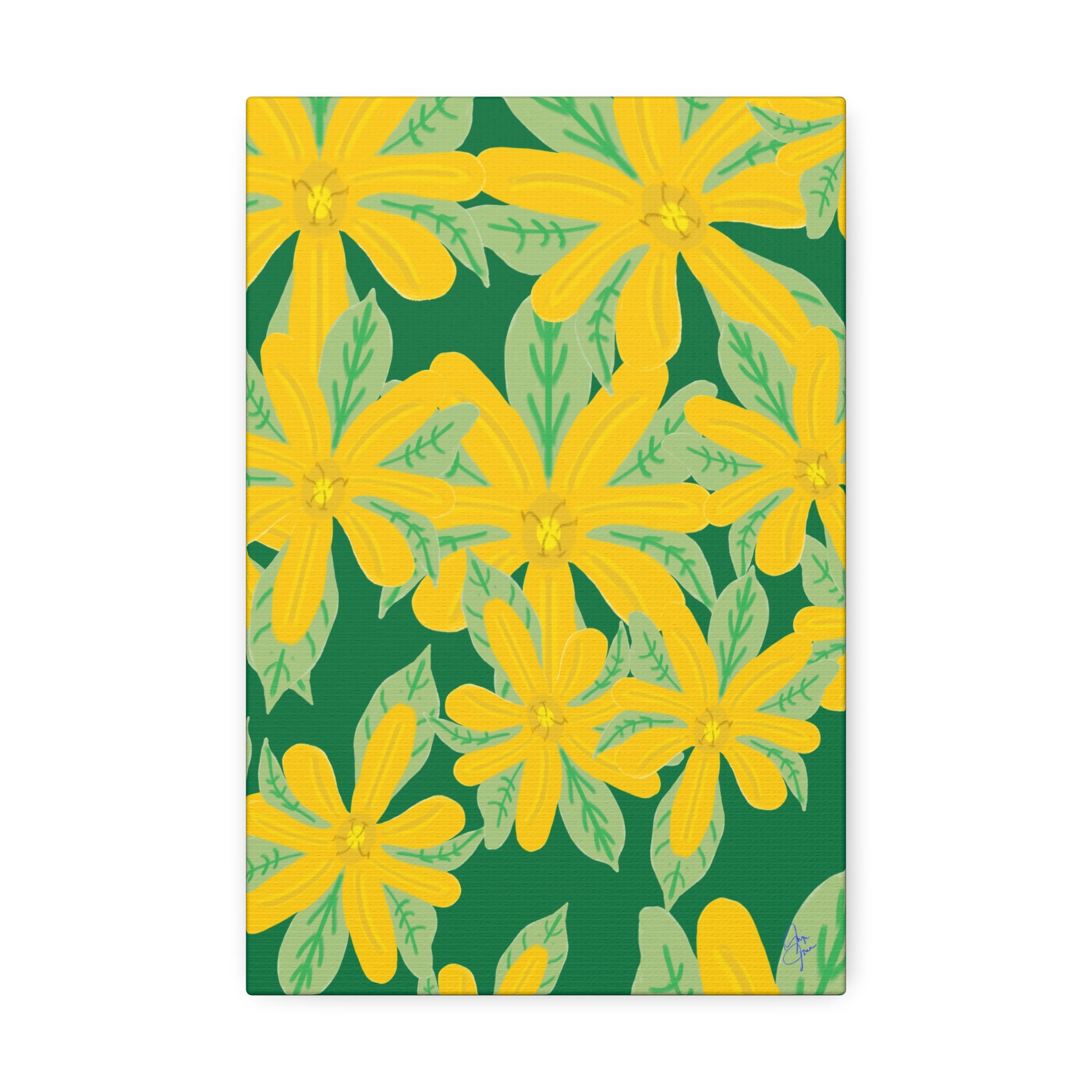 Yellow Daisy Canvas Wall Art — Bright Floral Stretched Canvas (1.5" Depth)