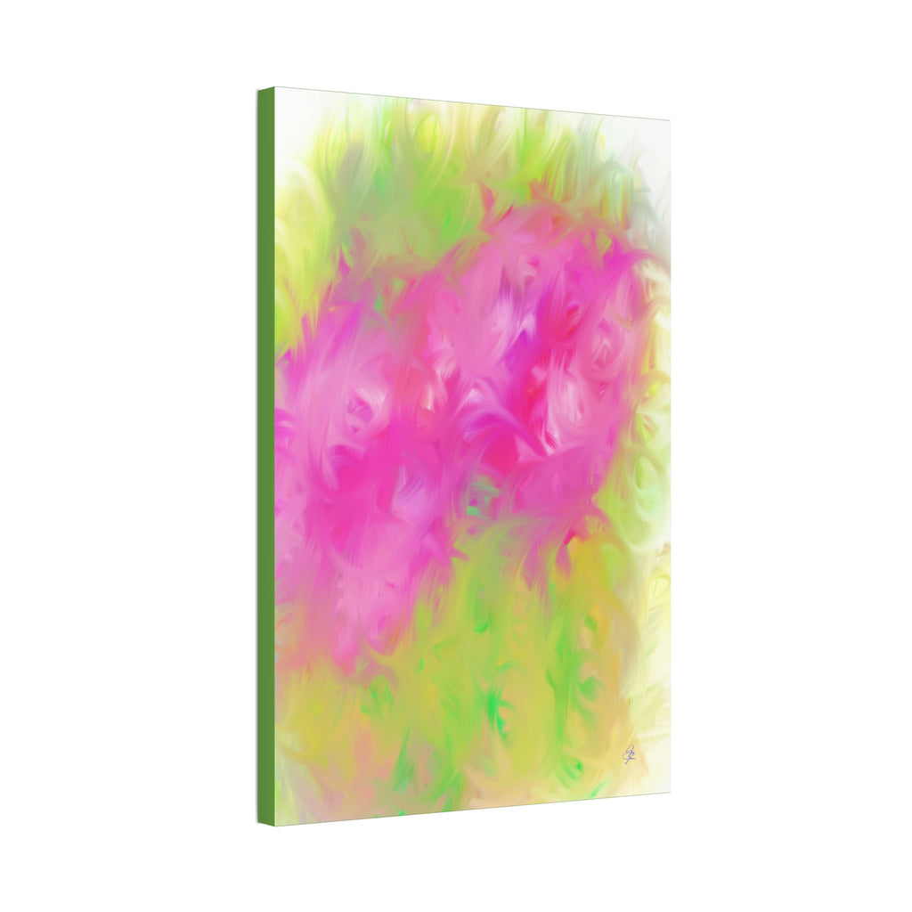 Abstract Pink & Lime Floral Canvas Print — Stretched 1.5"
