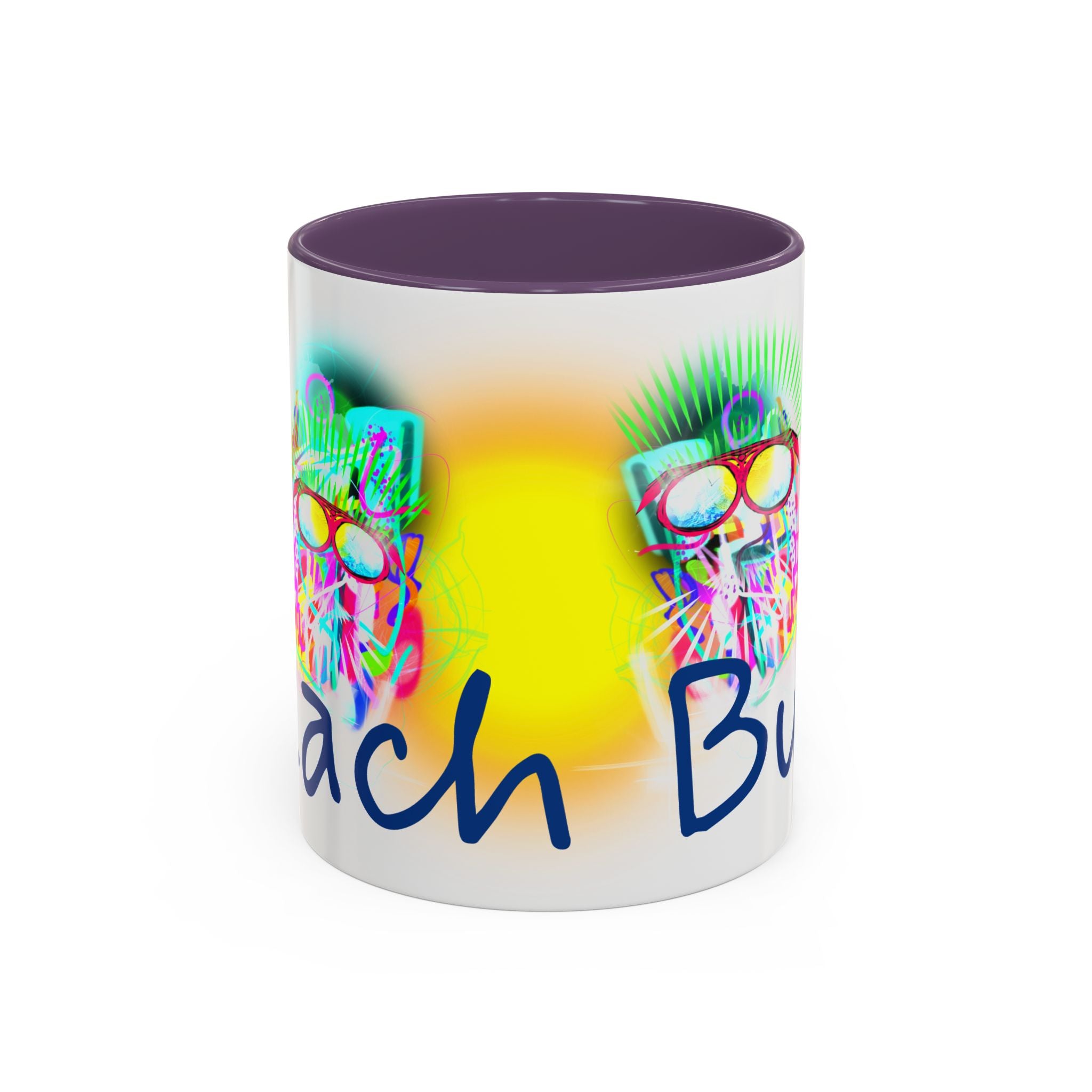 Beach Bum Coffee Mug — Colorful Retro Skull Design (11/15oz)