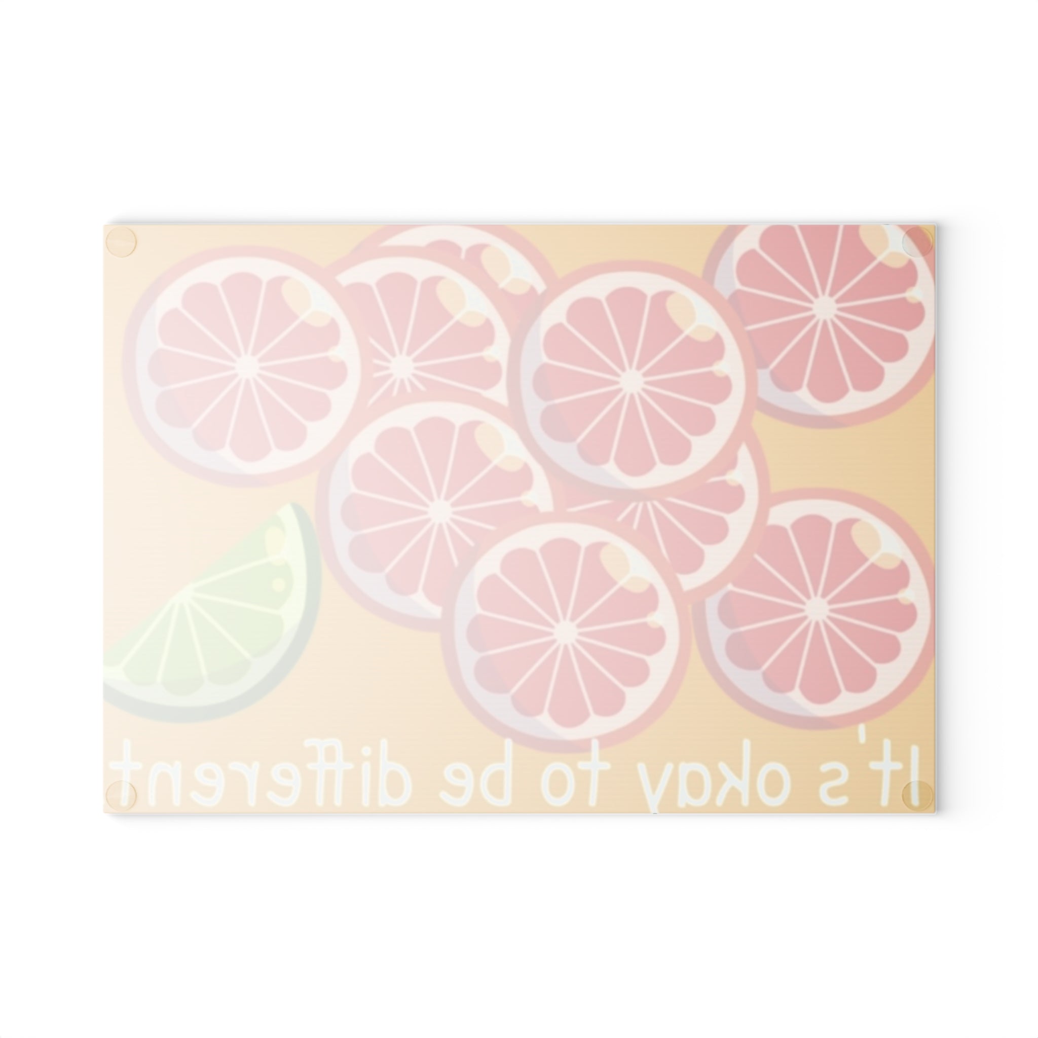 Glass Cutting Board — "It's Okay to Be Different" Grapefruit & Lime Decorative Kitchen Board