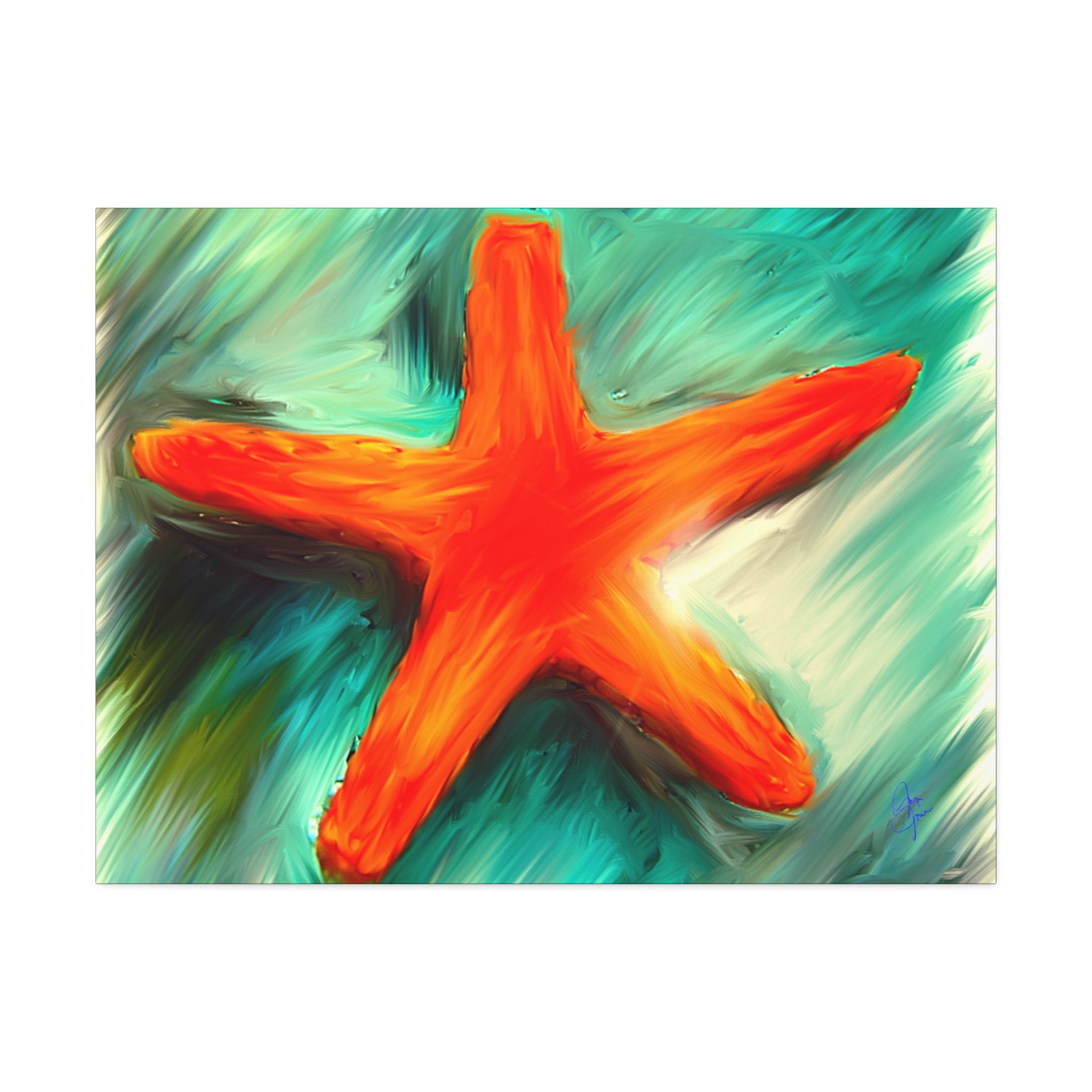 Starfish Wall Art Canvas — Stretched 1.5" Coastal Beach Décor