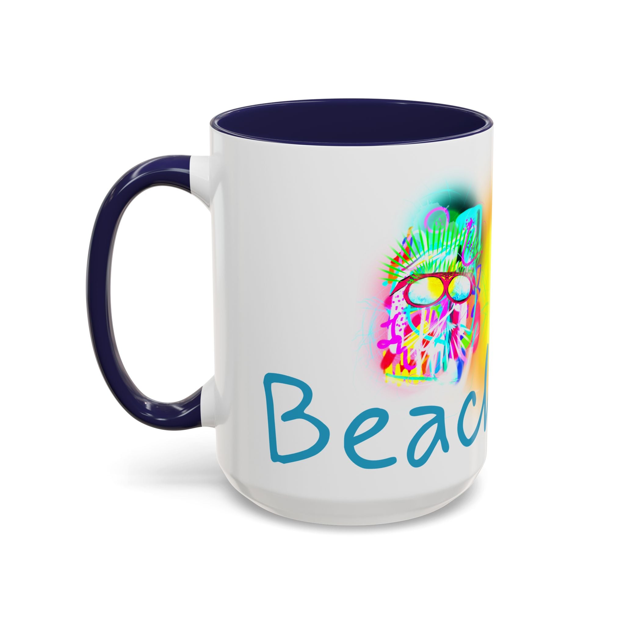 Beach Bum Coffee Mug — Colorful Retro Skull Design (11/15oz)
