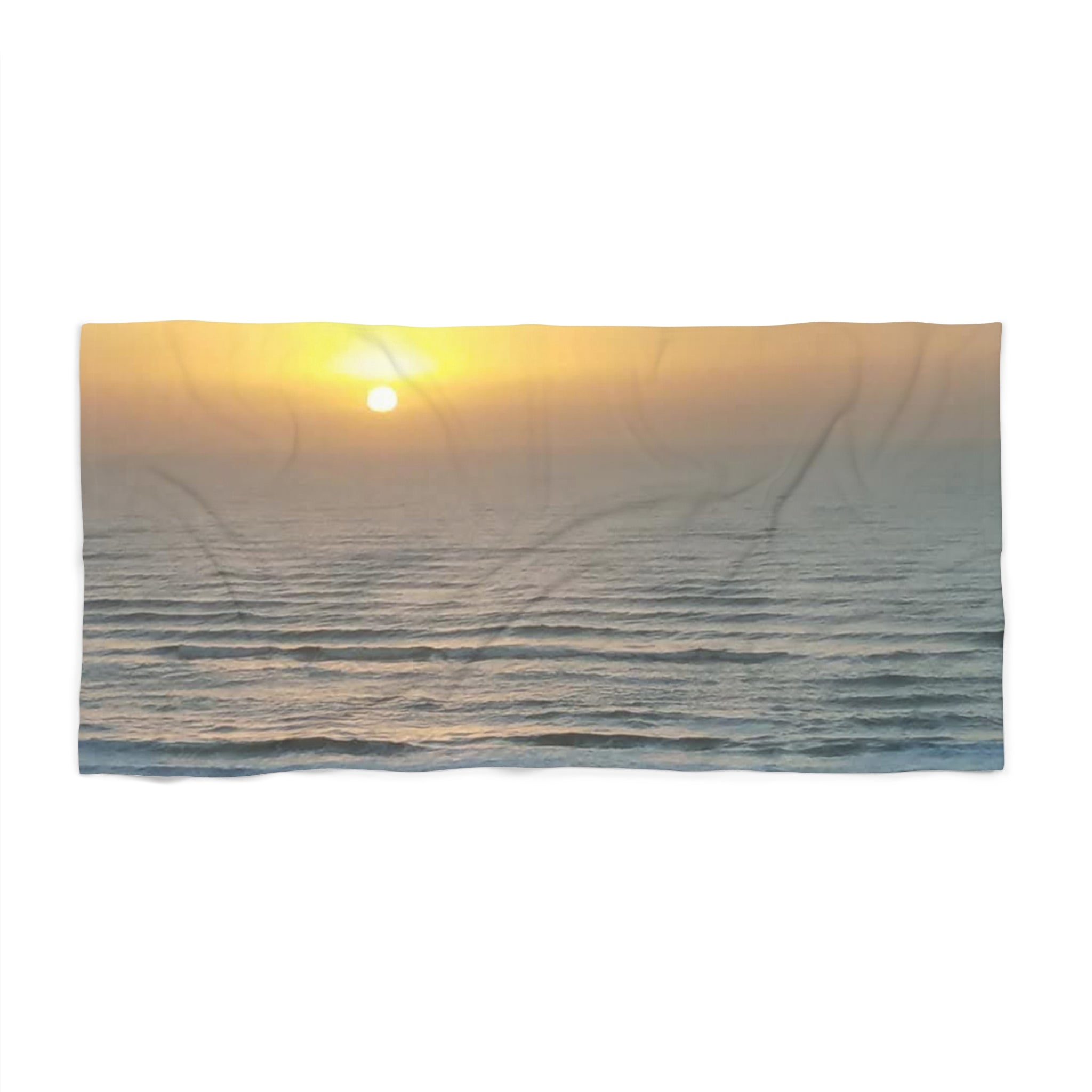 Sunset Ocean Beach Towel — Serene Seascape Sunset Print for Travel & Pool