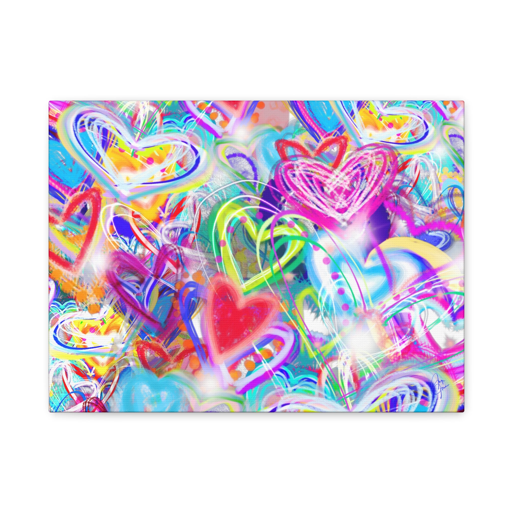 Colorful Heart Graffiti Matte Canvas
