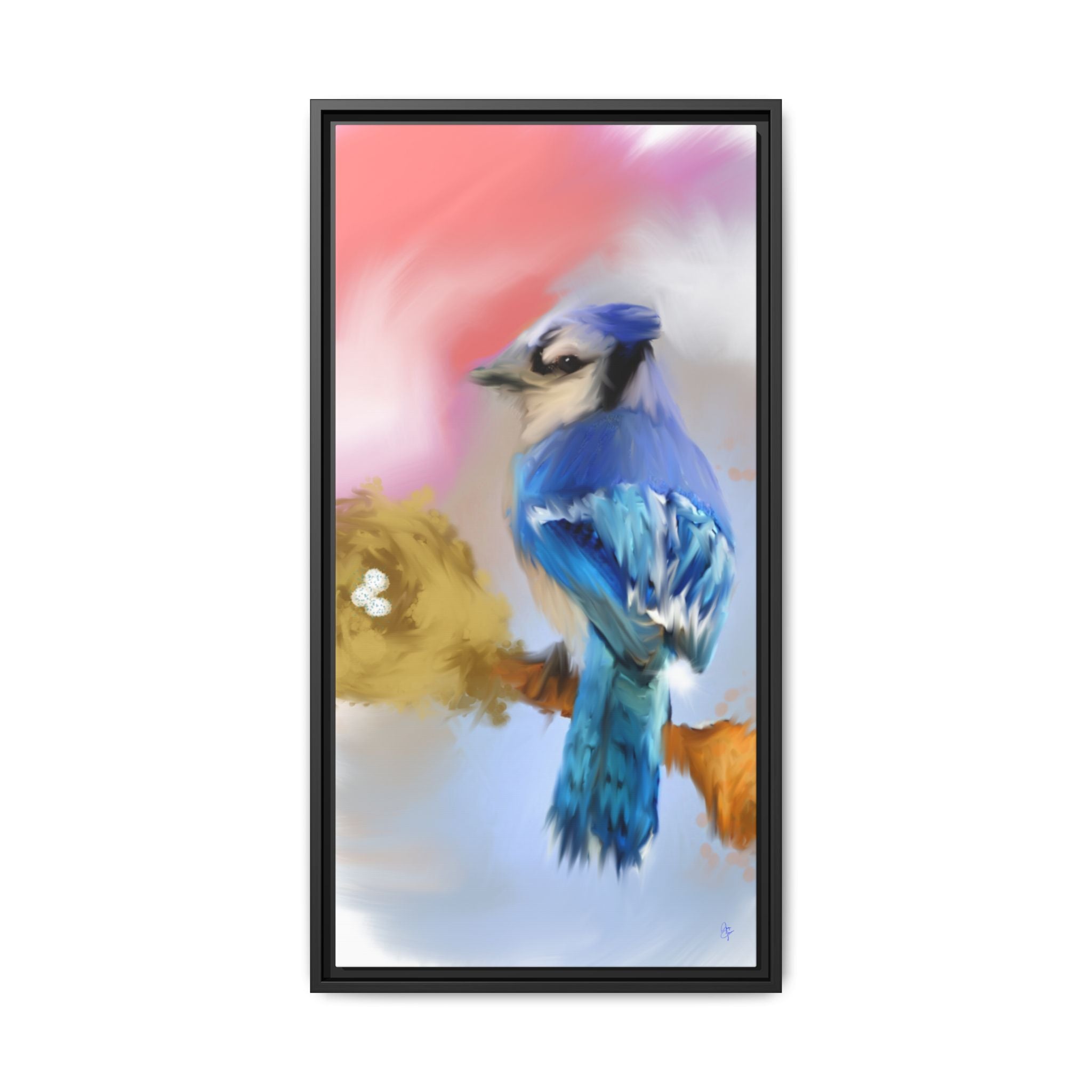 Blue Jay Art Print — Framed Matte Canvas Wall Art
