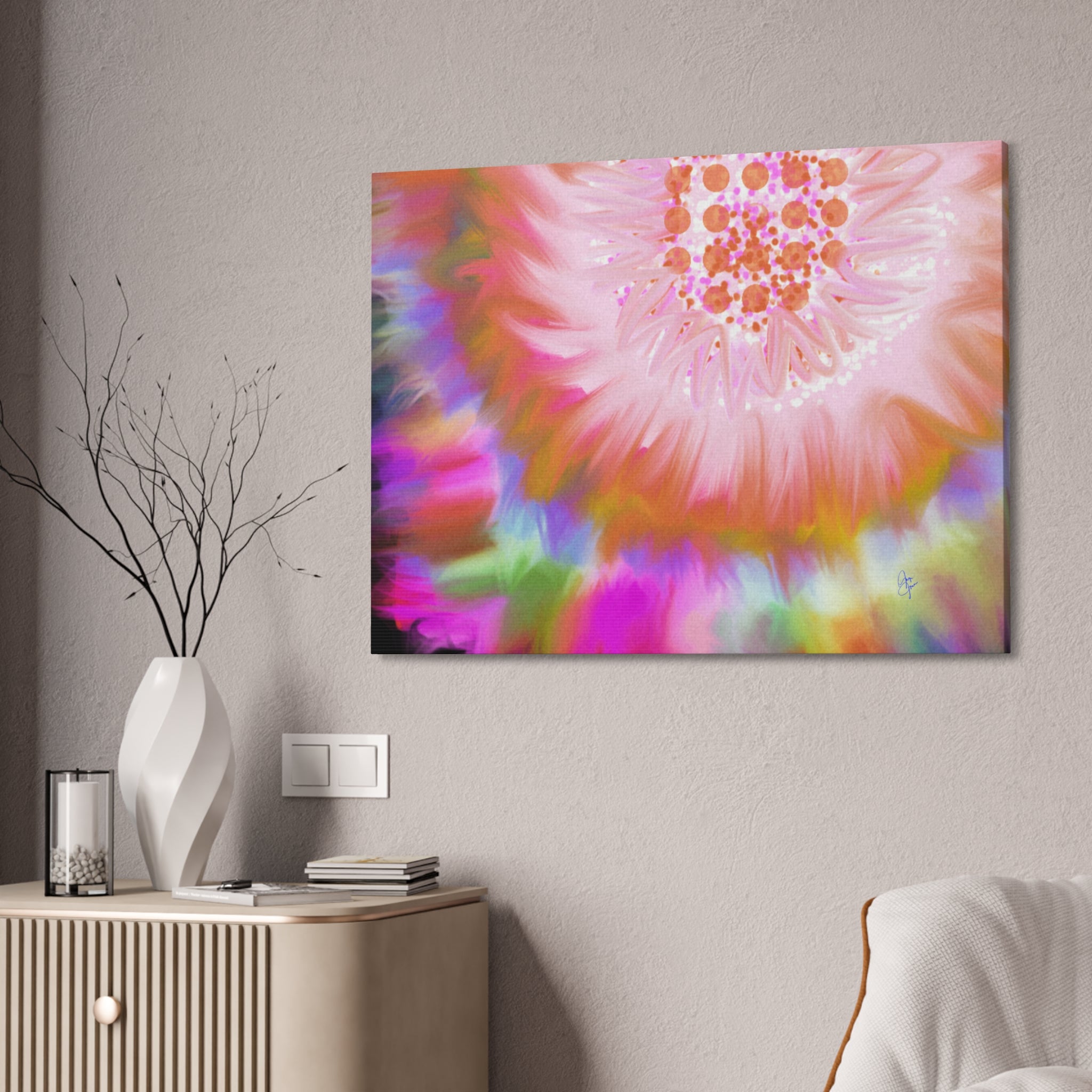 Abstract Floral Burst Canvas Stretched 1.5" — Colorful Sunflower Wall Art