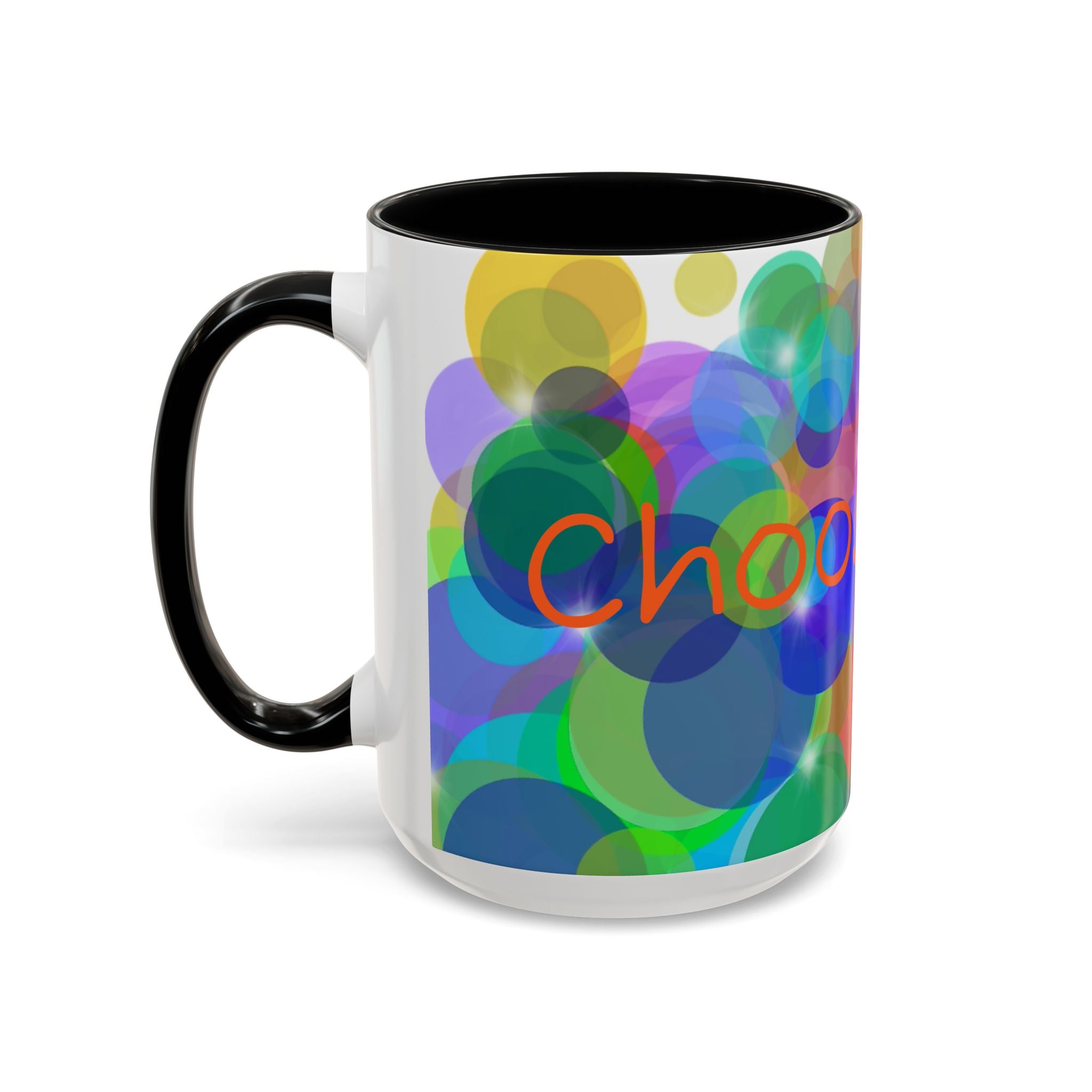 Colorful Bokeh "Choose Joy!" Accent Coffee Mug (11/15oz)
