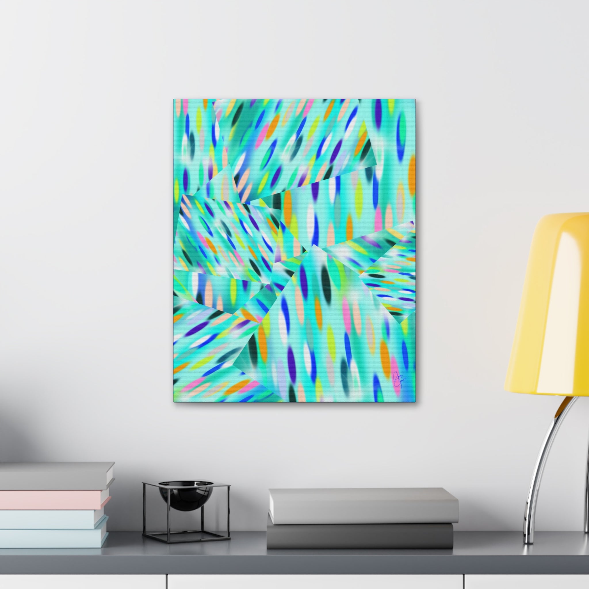 Abstract Aqua Canvas Print — Turquoise Geometric Art on Stretched 1.5" Canvas