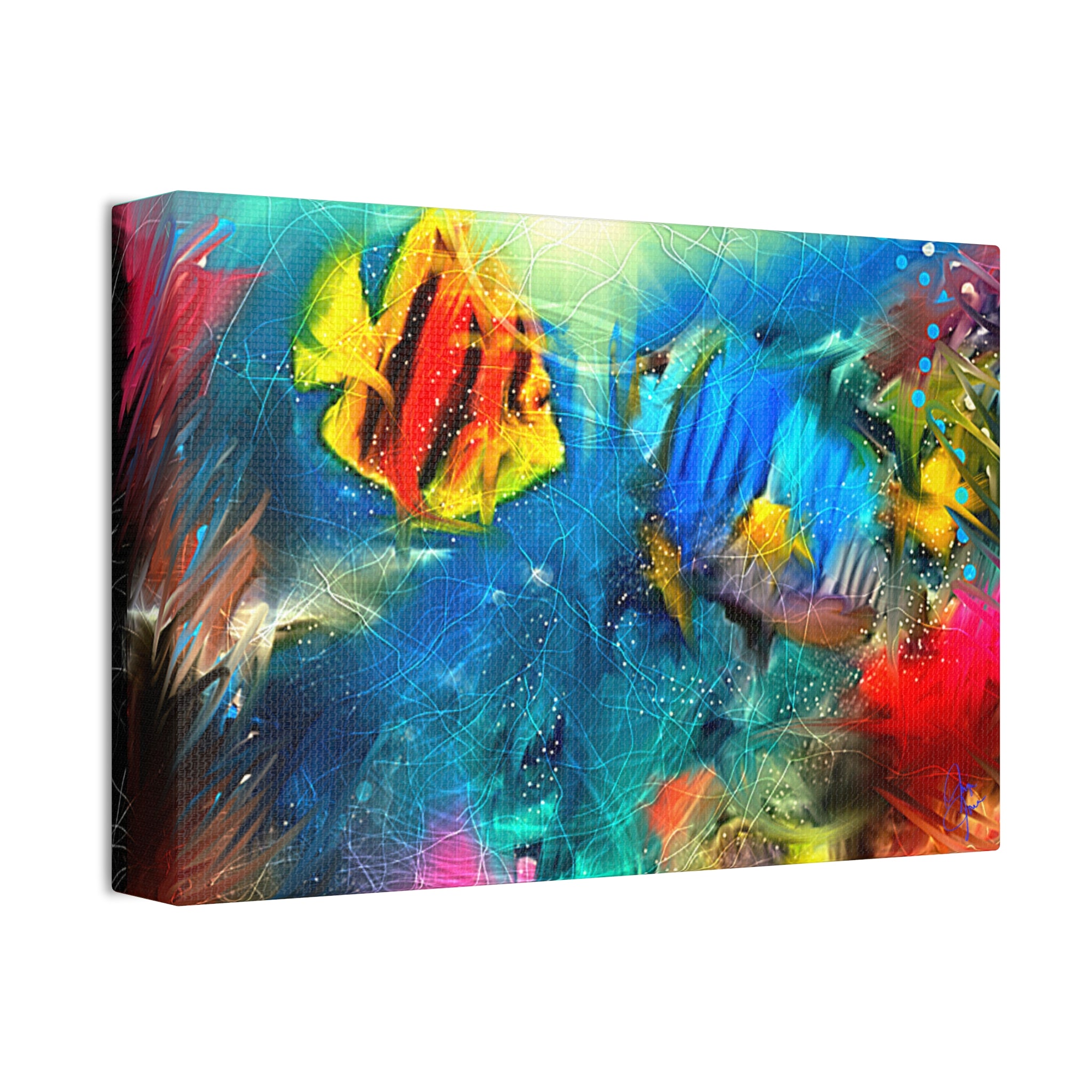 Abstract Tropical Fish Canvas – Colorful Ocean Wall Art (Stretched 1.5")
