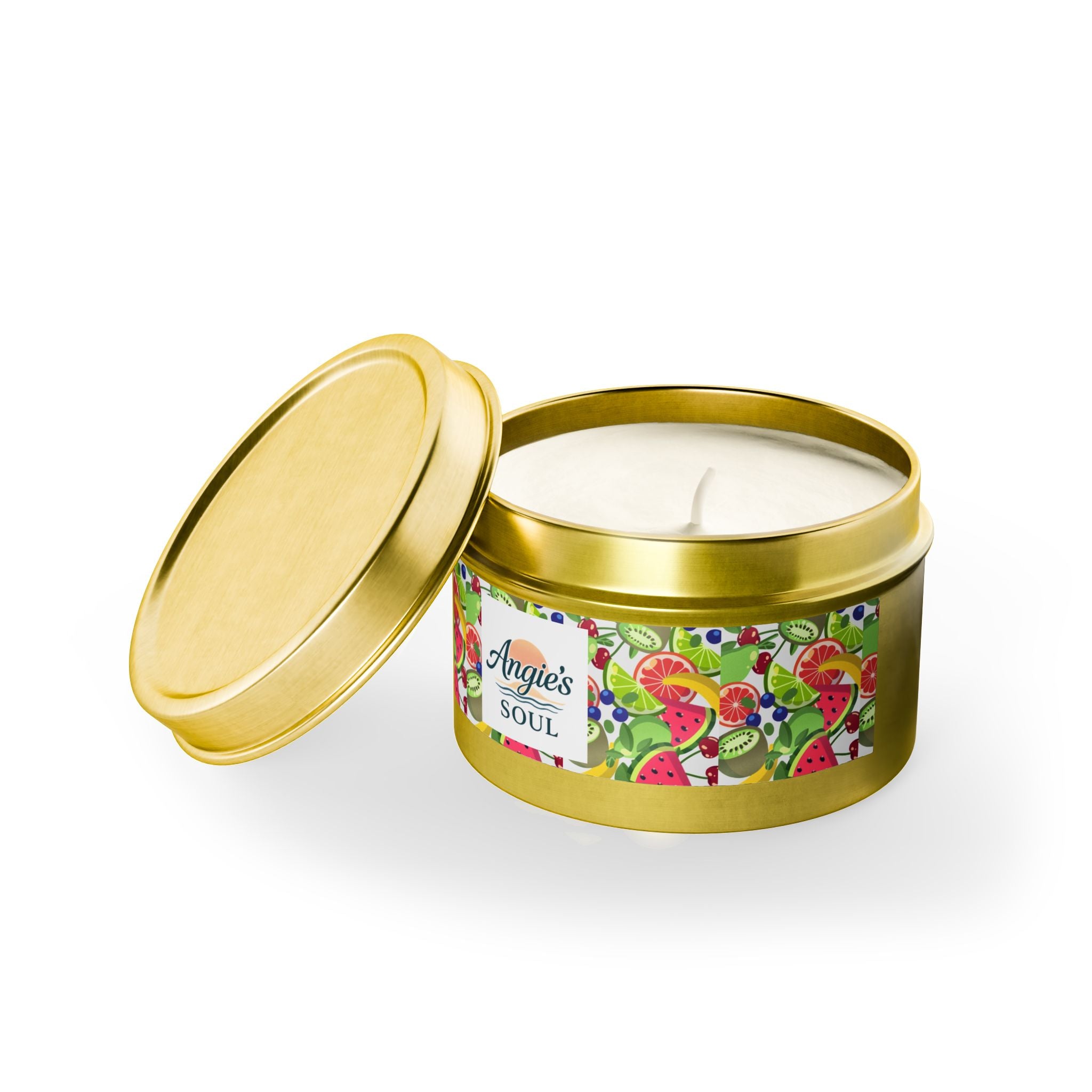 Tin Candle — Angie’s Soul Tropical Fruit Scented Tin Candle