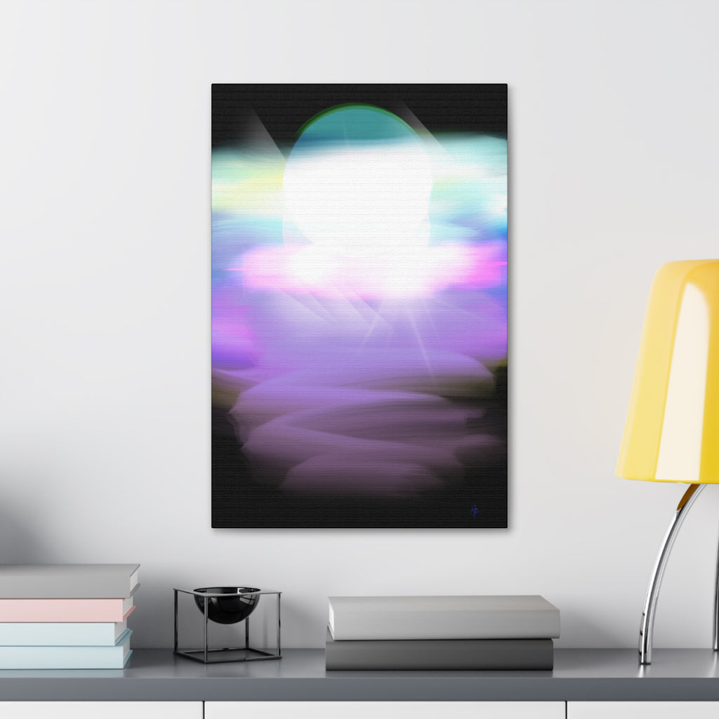 Abstract Neon Glow Canvas Print — Pastel Light Orb Stretched Wall Art