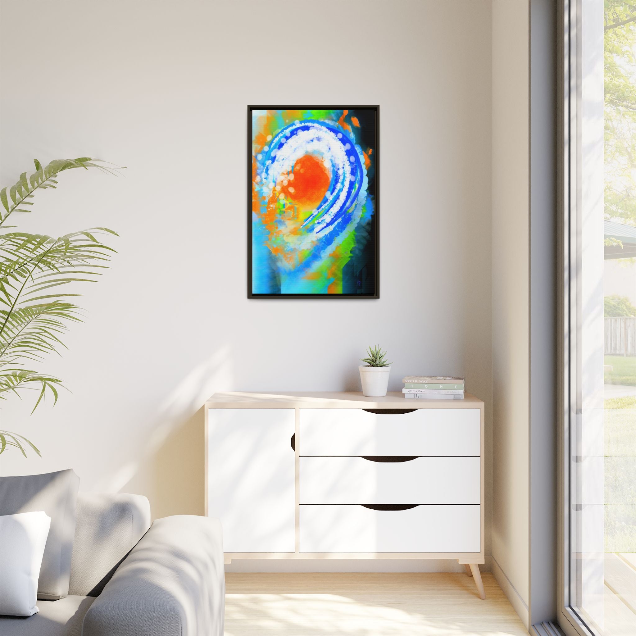 Abstract Ocean Wave Matte Canvas Print — Framed Multi‑Color Wall Art