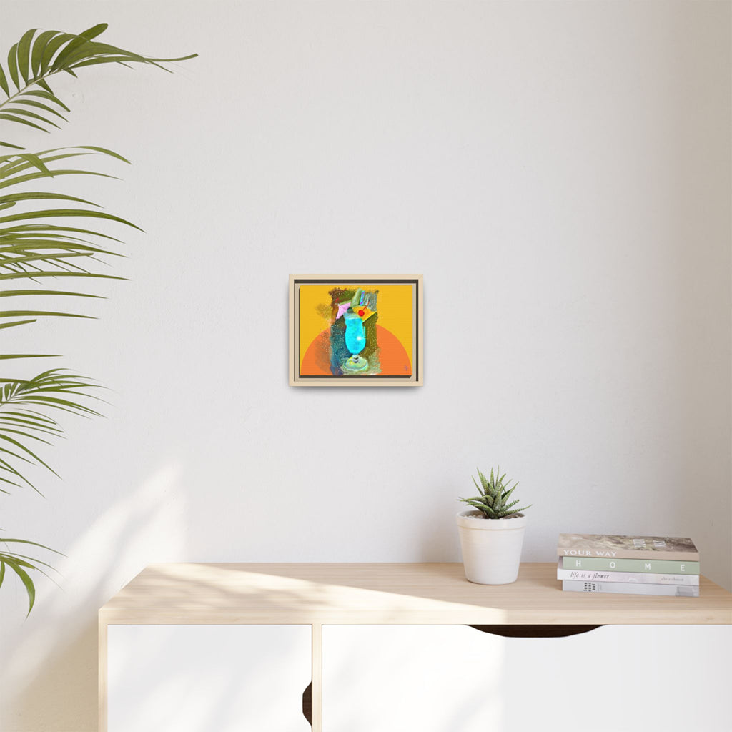 Tropical Blue Cocktail Canvas Print — Framed Matte Bar Art