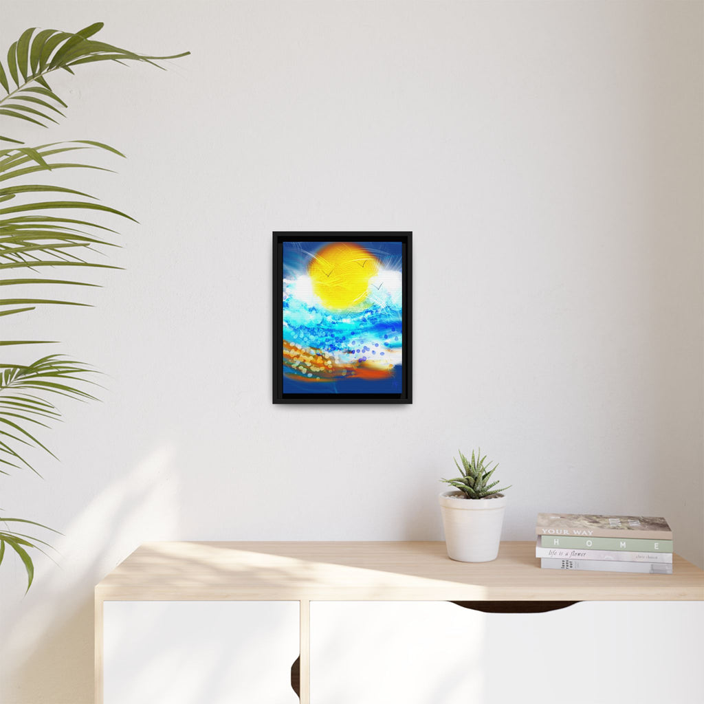 Sunshine Shore Matte Canvas Framed Wall Art — Bright Abstract Beach Print