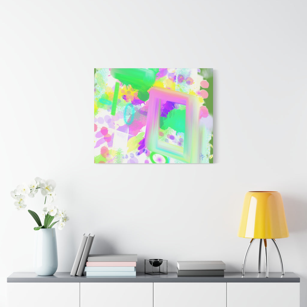 Abstract Pastel Splash Canvas Print — Bright Neon Frame Wall Art