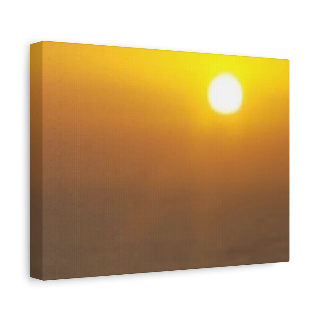 Sunset Over Ocean Matte Canvas Wall Art — Warm Yellow Sunrise Sea Photo