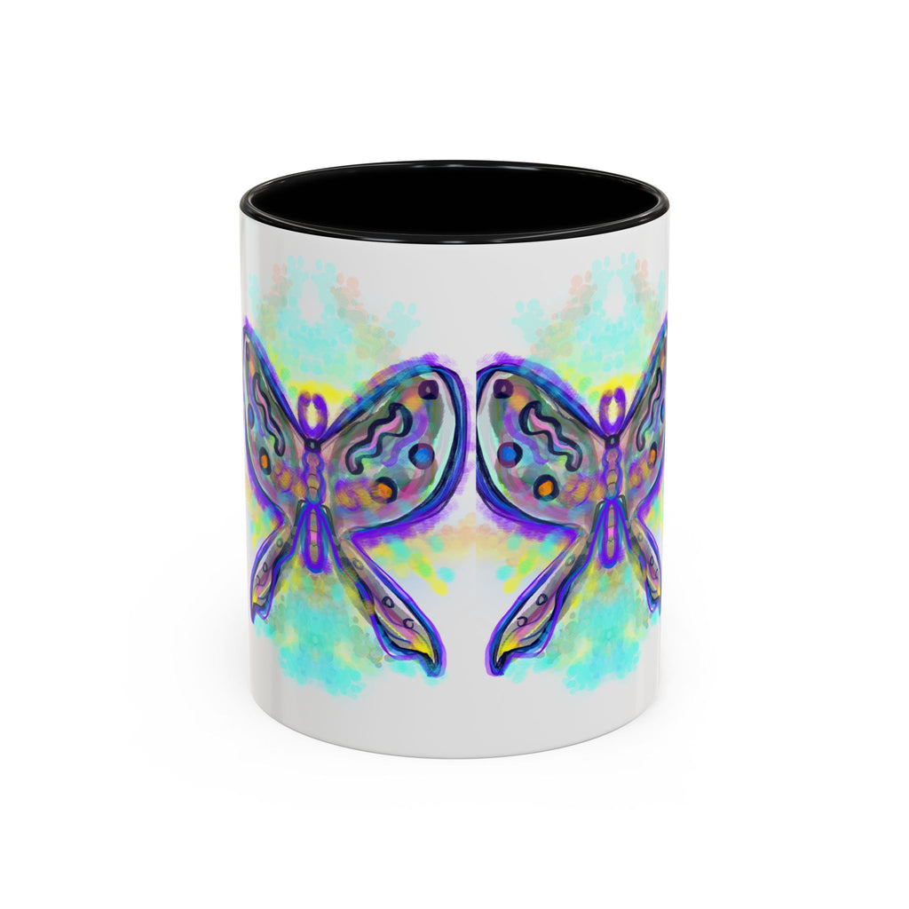 Butterfly Accent Coffee Mug — Colorful Watercolor Butterfly Design (11/15oz)