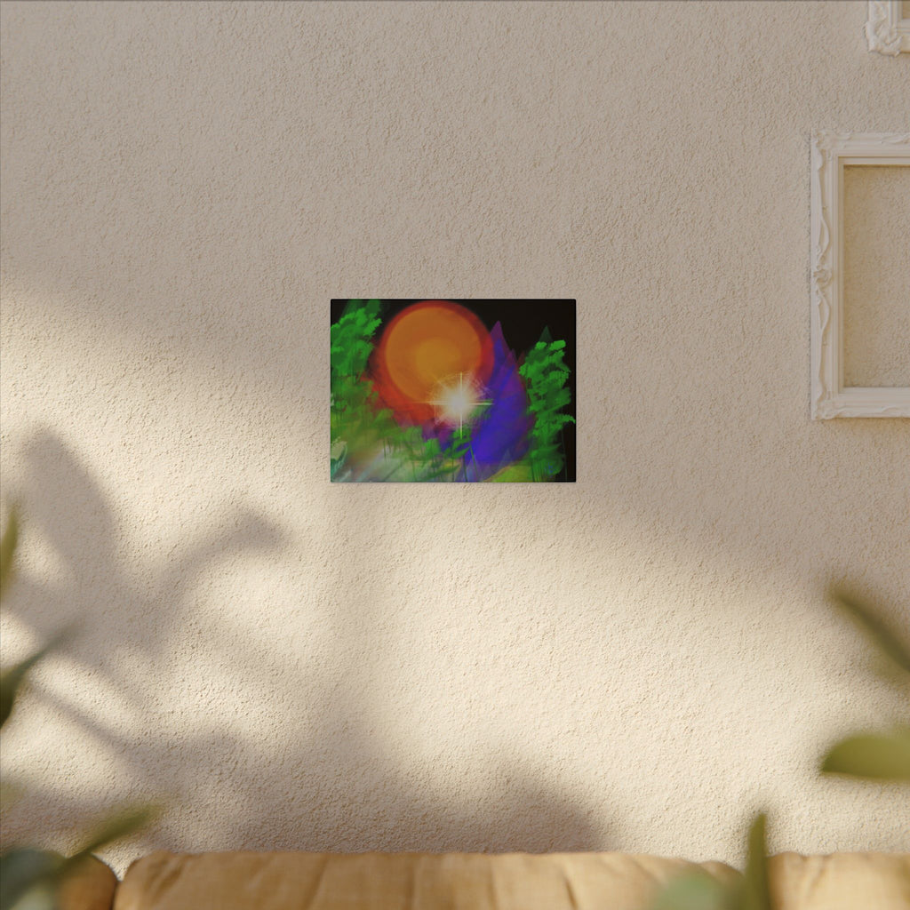 Sunburst Forest Matte Canvas Wall Art — Abstract Nature Landscape