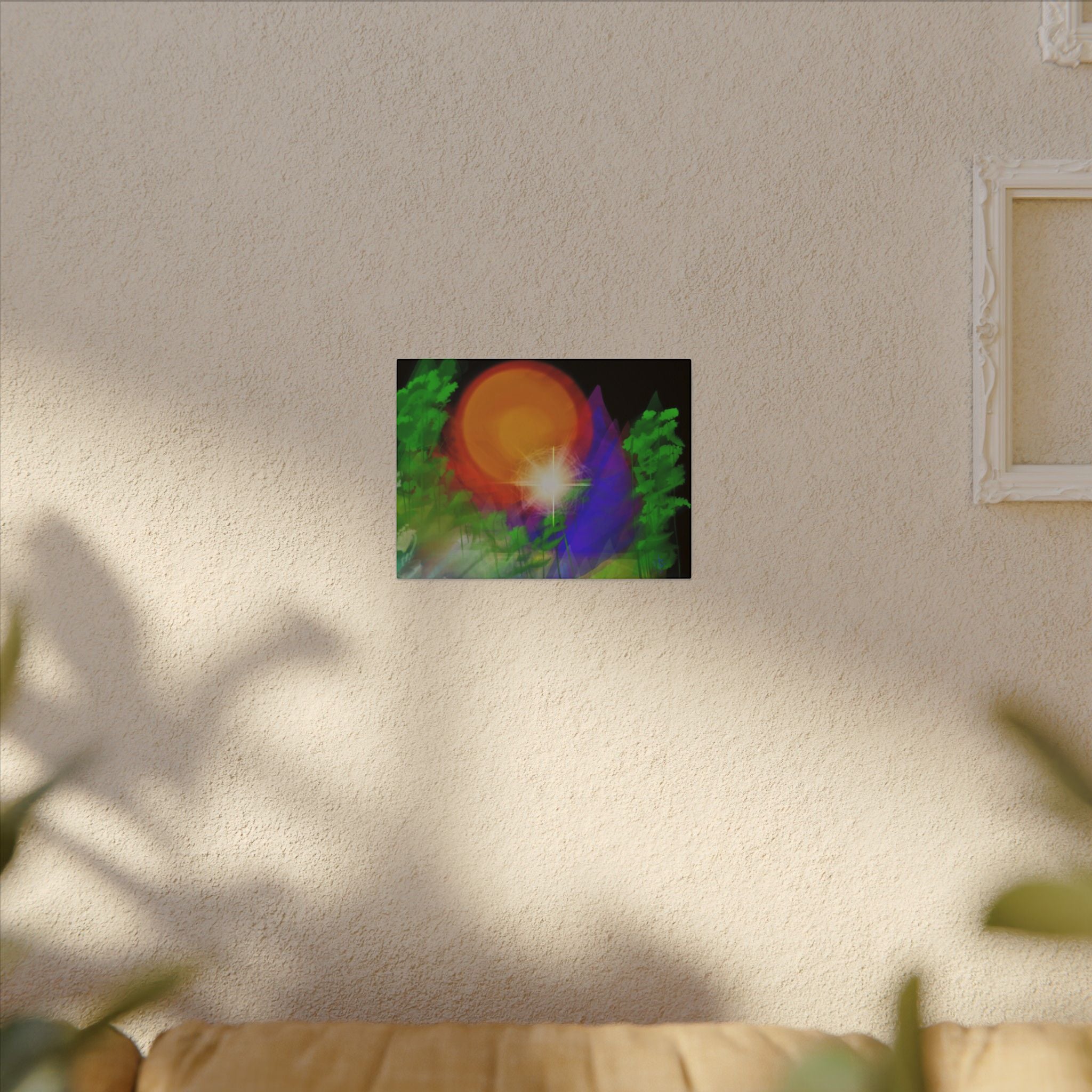 Sunburst Forest Matte Canvas Wall Art — Abstract Nature Landscape