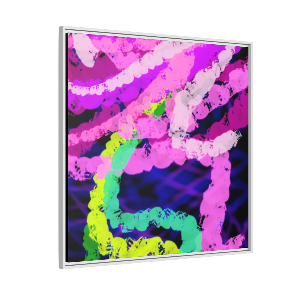 Framed Matte Canvas - Neon Rose Abstract Wall Art