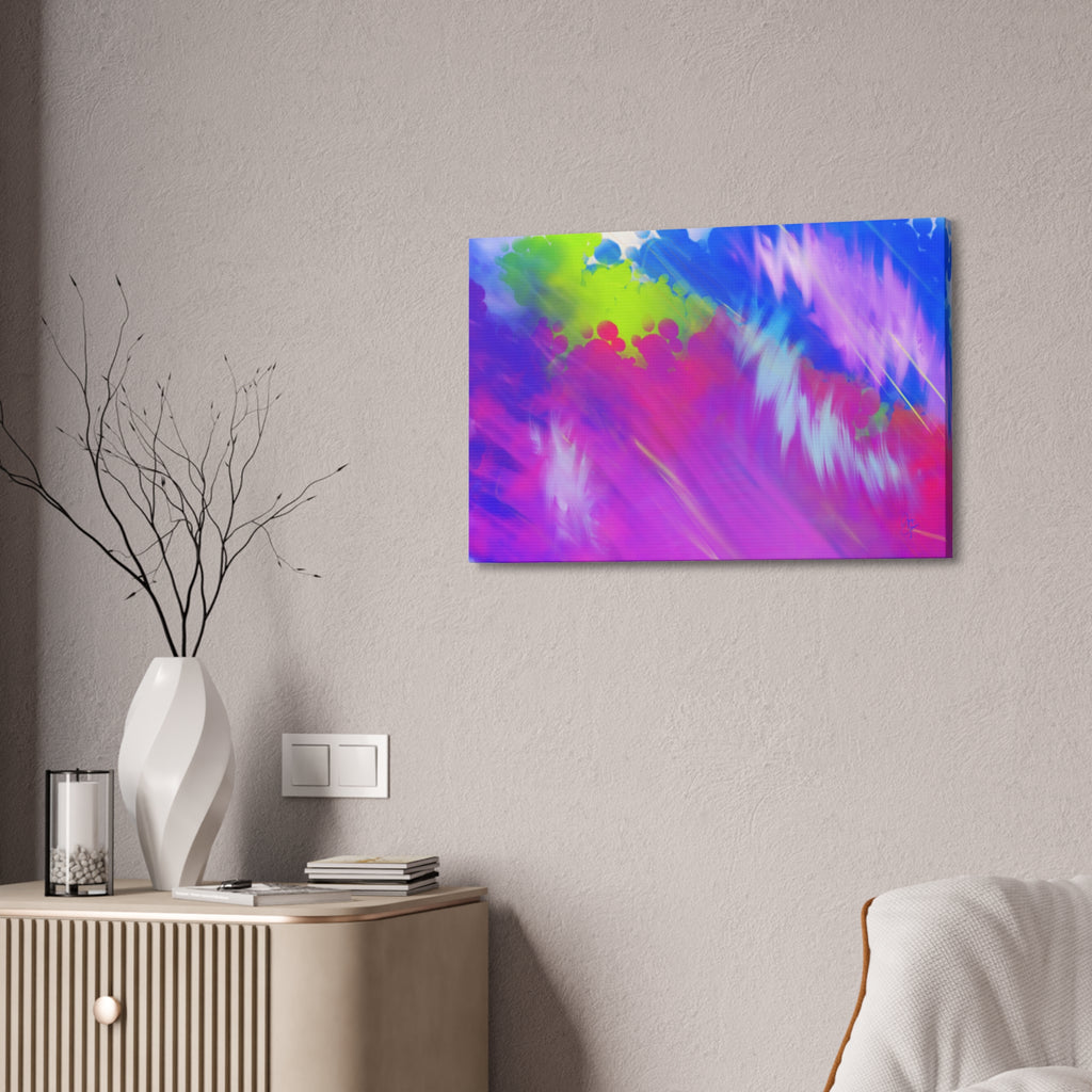 Abstract Neon Tie-Dye Canvas Print — Vibrant Rainbow Wall Art (Stretched 1.5")