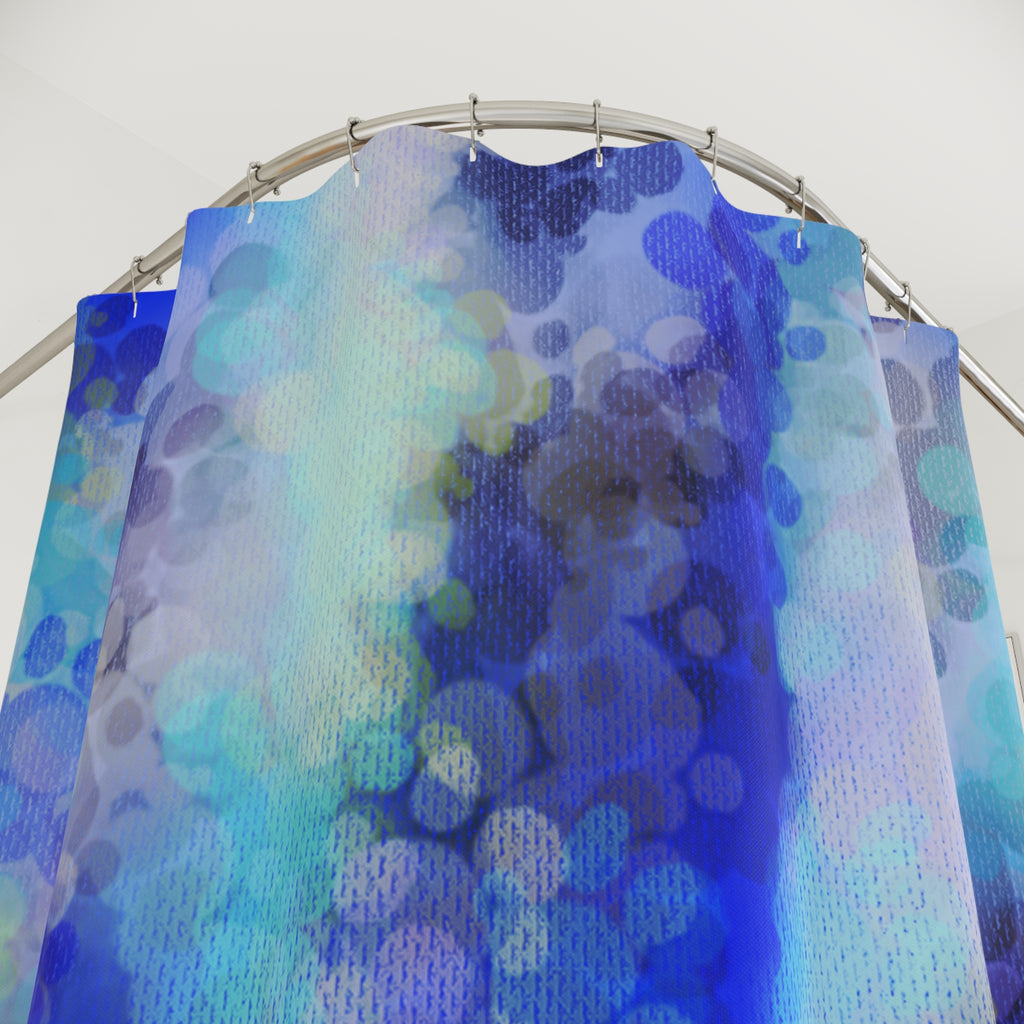 Blue Bokeh Shower Curtain — Abstract Ocean-Inspired Bathroom Decor