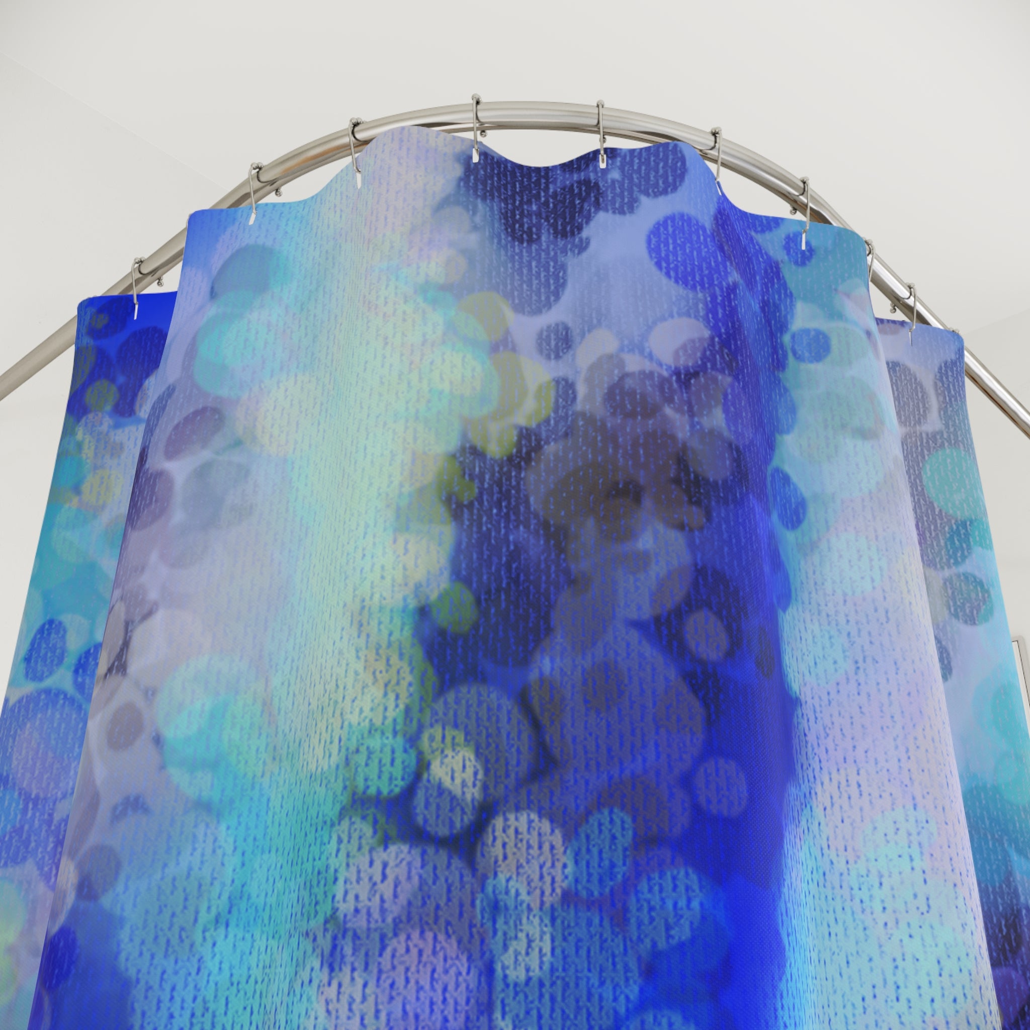 Blue Bokeh Shower Curtain — Abstract Ocean-Inspired Bathroom Decor