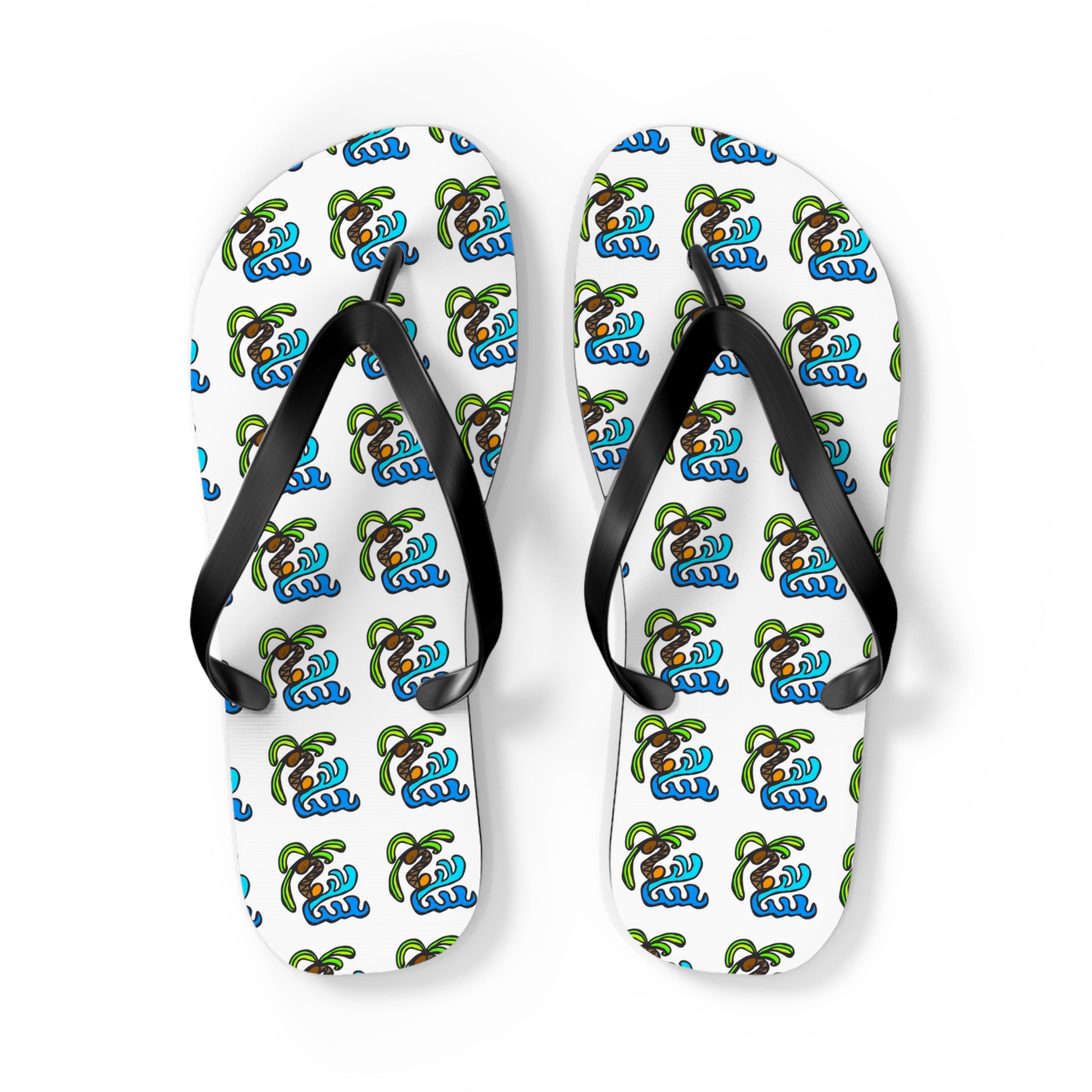 Flip Flops — Tropical Palm Tree Pattern Beach Sandals