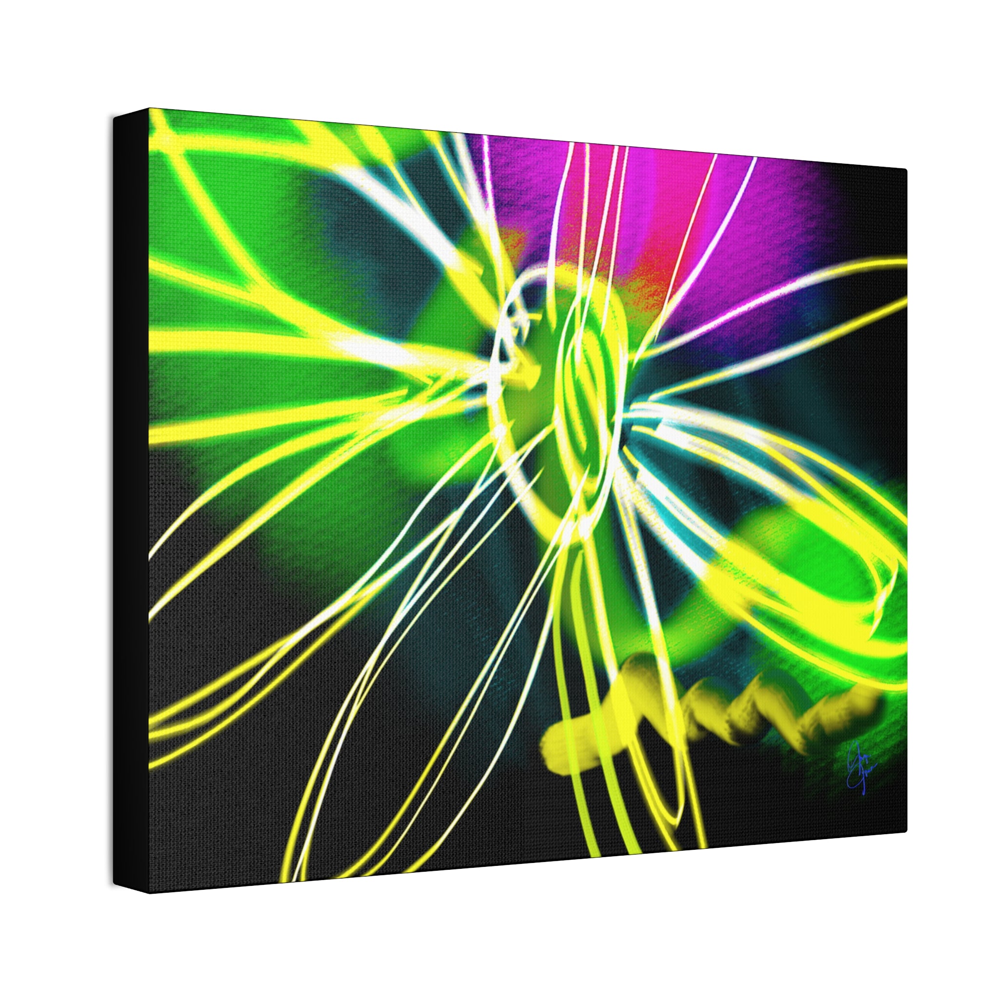 Neon Bloom Canvas Print — Abstract Floral Wall Art (Stretched 1.5")