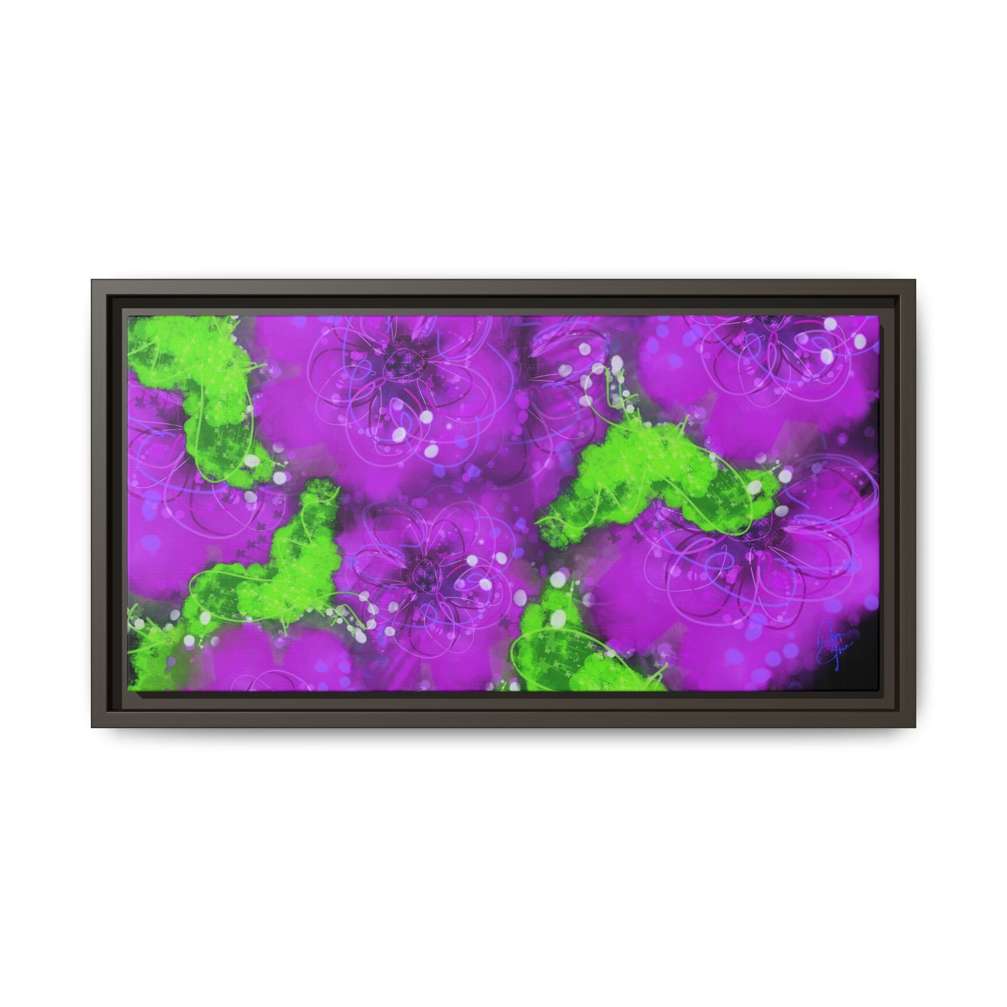 Framed Floral Canvas Print — Matte Multi-Color Blooms Wall Art