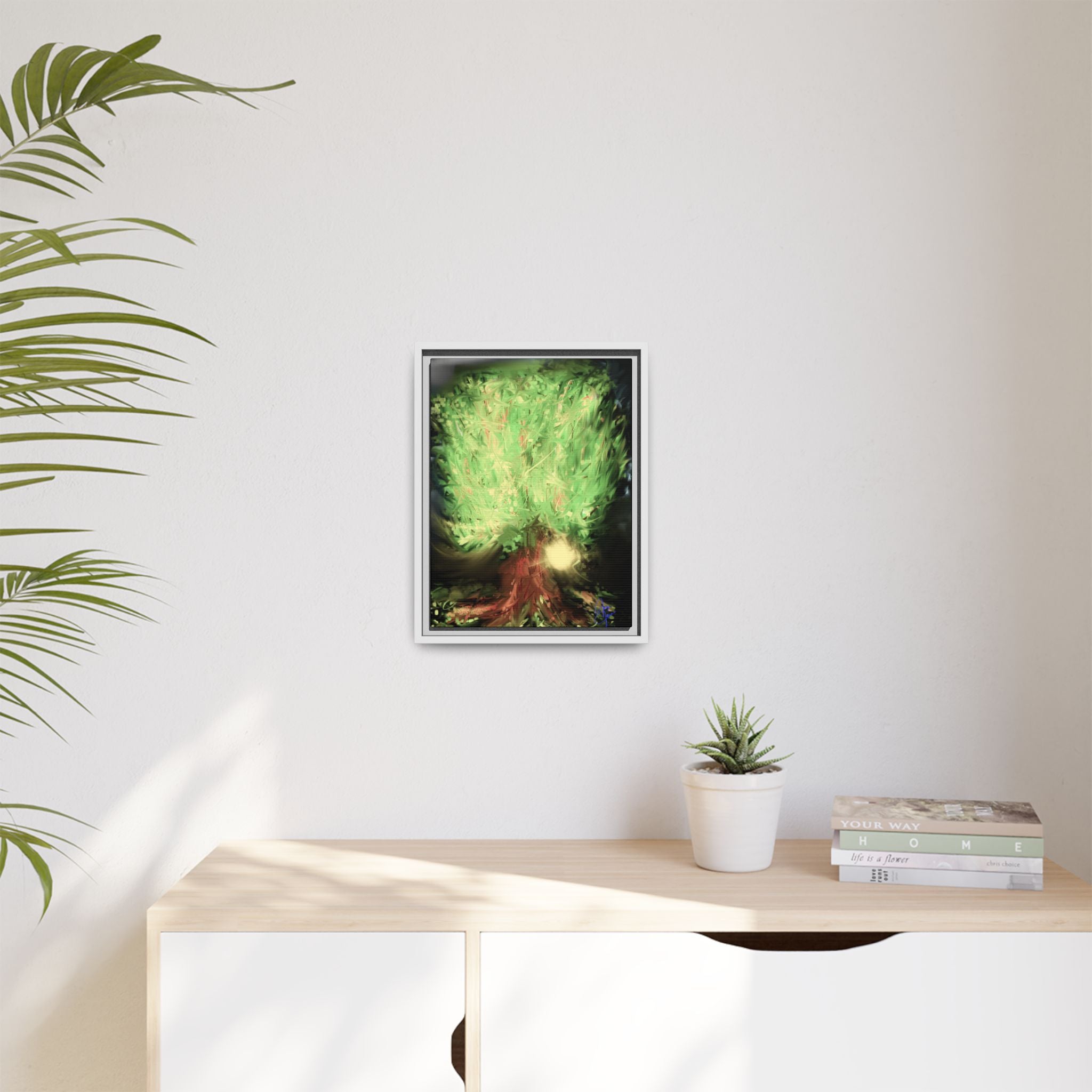 Sunset Tree Matte Canvas Framed Wall Art