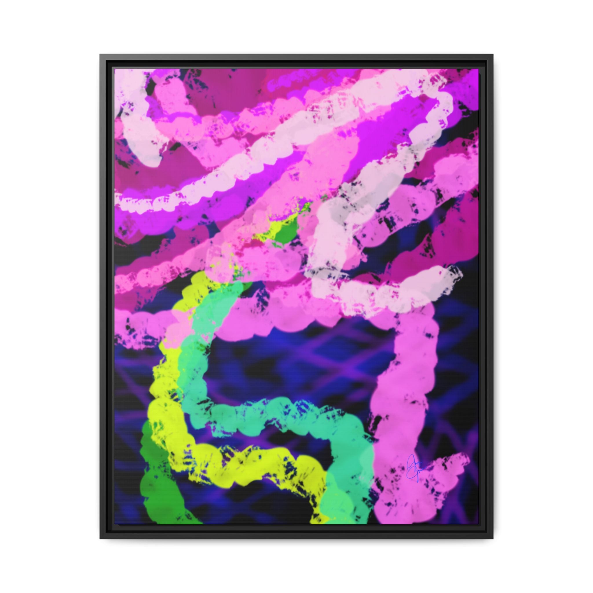 Framed Matte Canvas - Neon Rose Abstract Wall Art