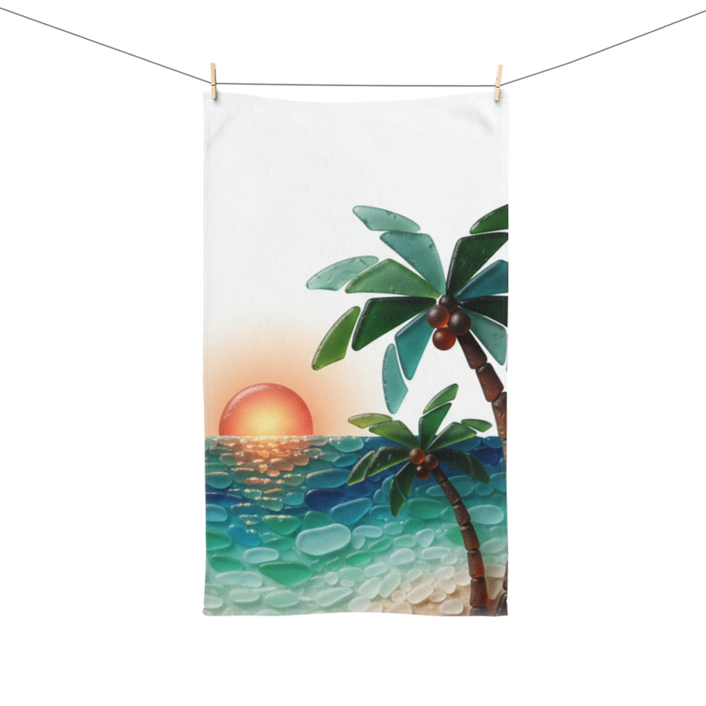 Tropical Sunset Palm Hand Towel — Beachy Coastal Kitchen & Bathroom Towel