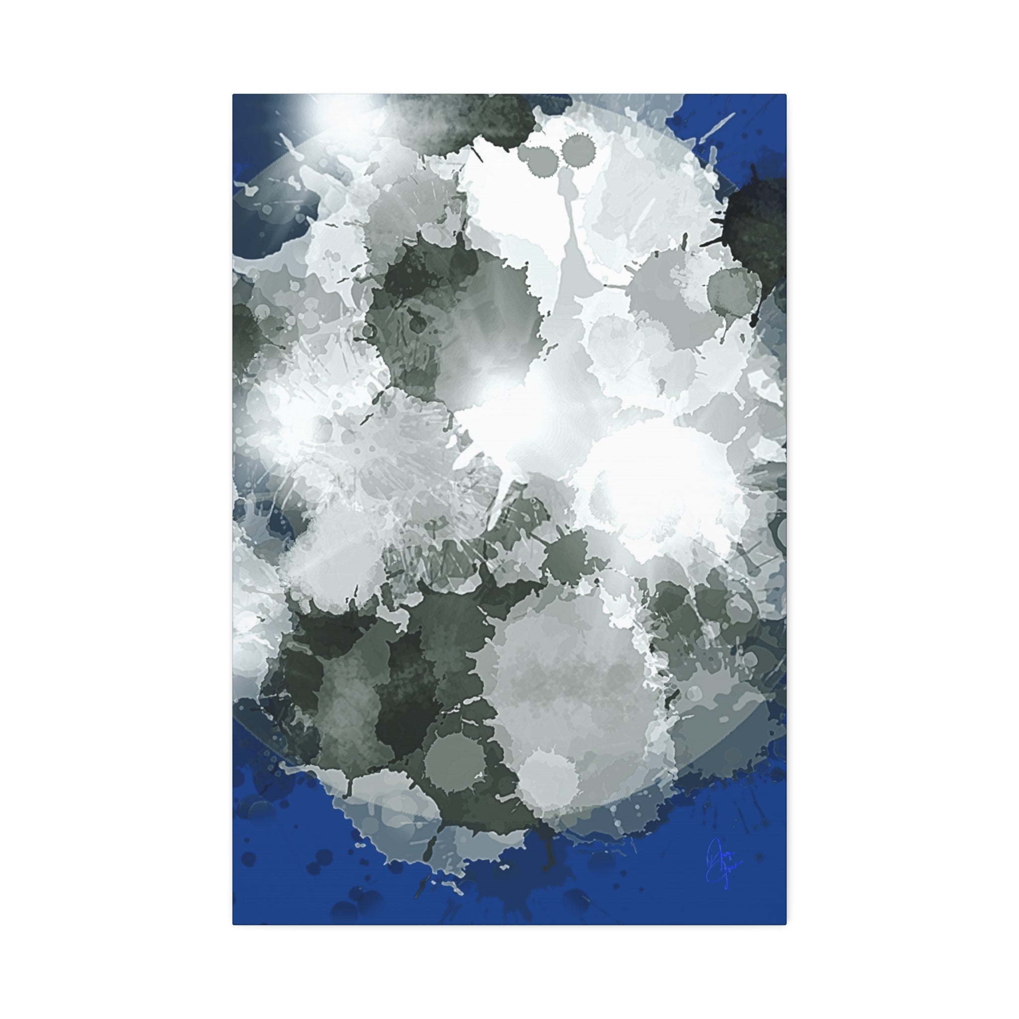Abstract Gray Ink Splash Canvas
