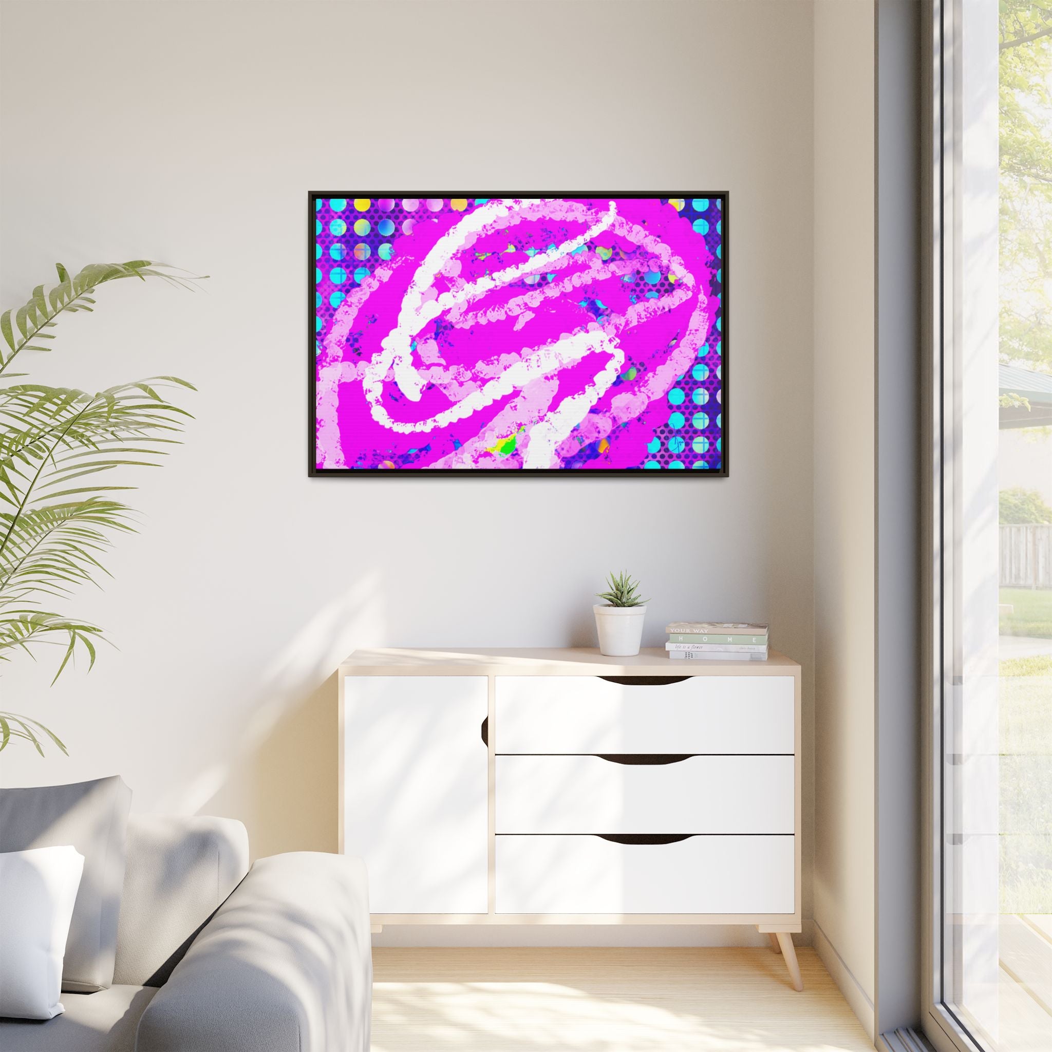Abstract Neon Pop Art Matte Canvas — Framed Multi‑Color Wall Art