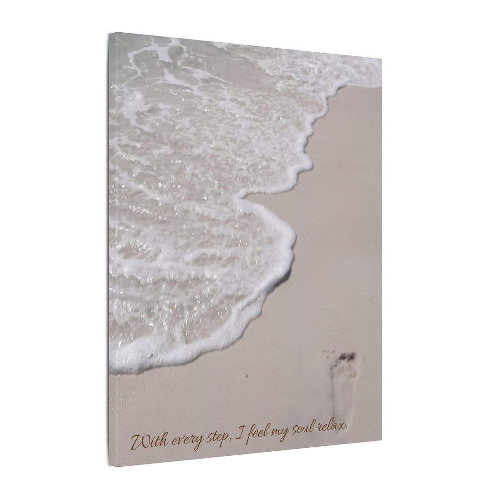 Beach Shore Canvas Wall Art — Aerial Footprint Seascape Matte Canvas