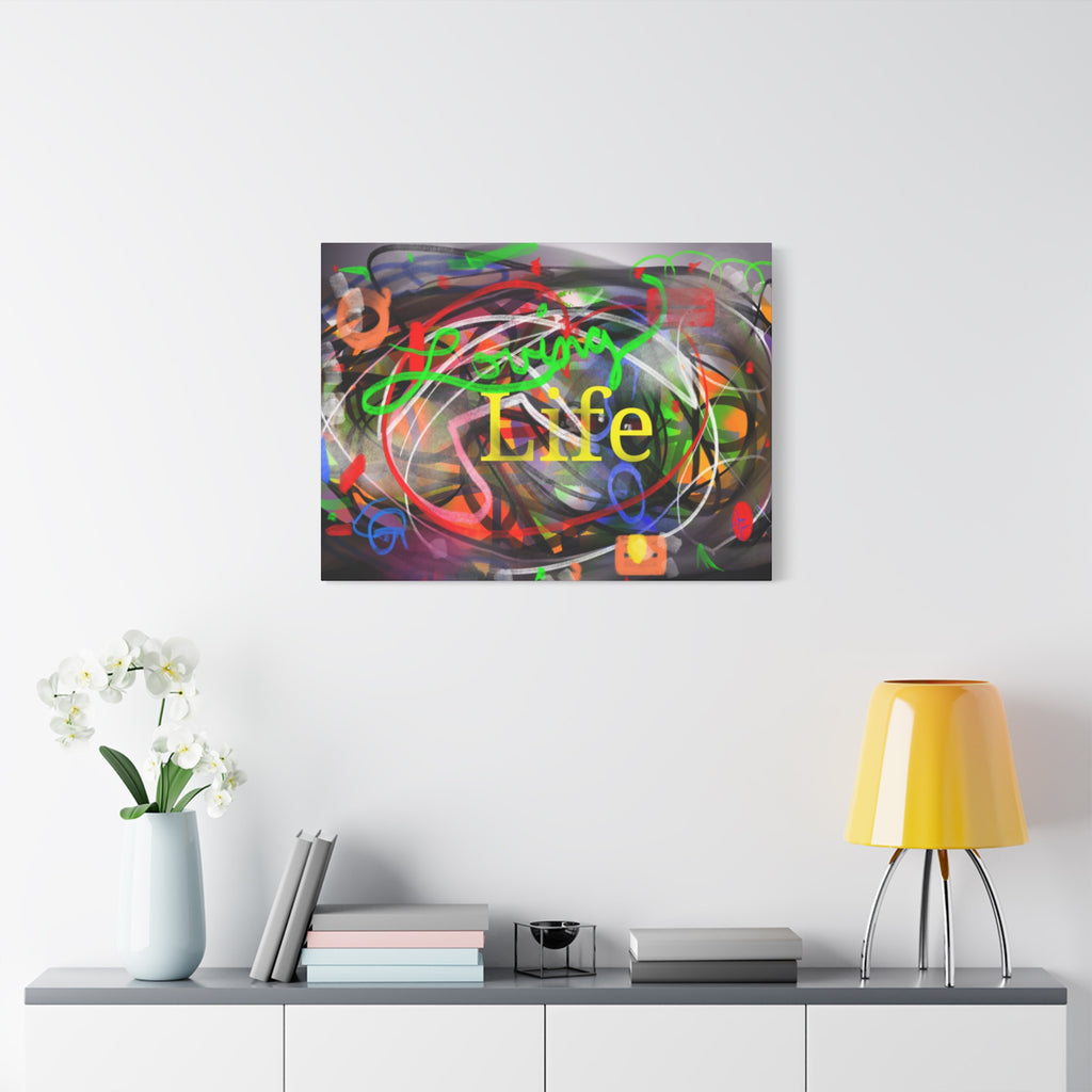 Loving Life Abstract Canvas Wall Art – Colorful Modern Stretched Matte Print