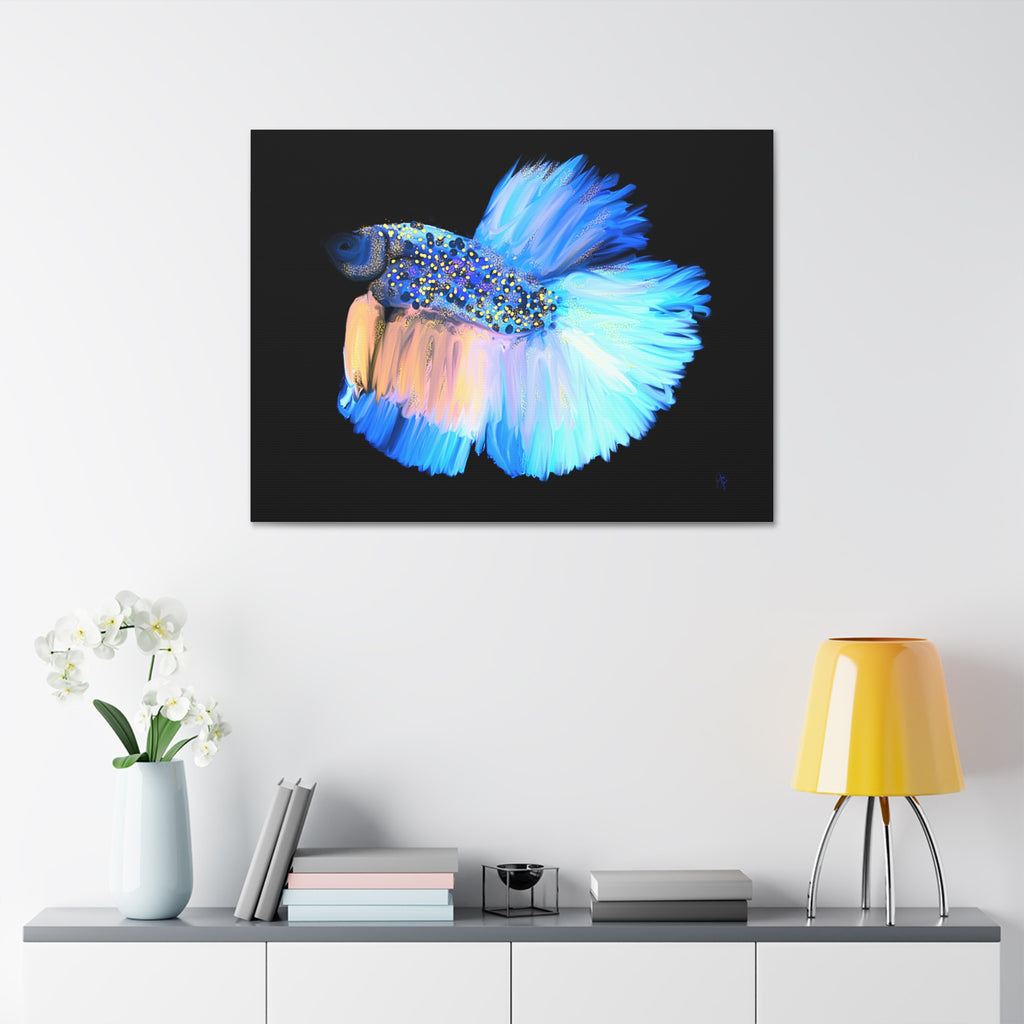Betta Fish Canvas Print — Vibrant Blue Tropical Aquarium Wall Art (Stretched 1.5")