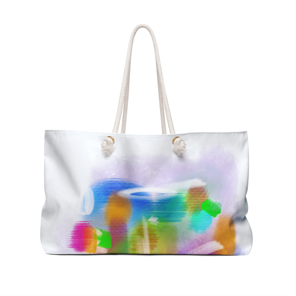 Abstract Watercolor Weekender Bag — Colorful Brushstroke Travel Tote