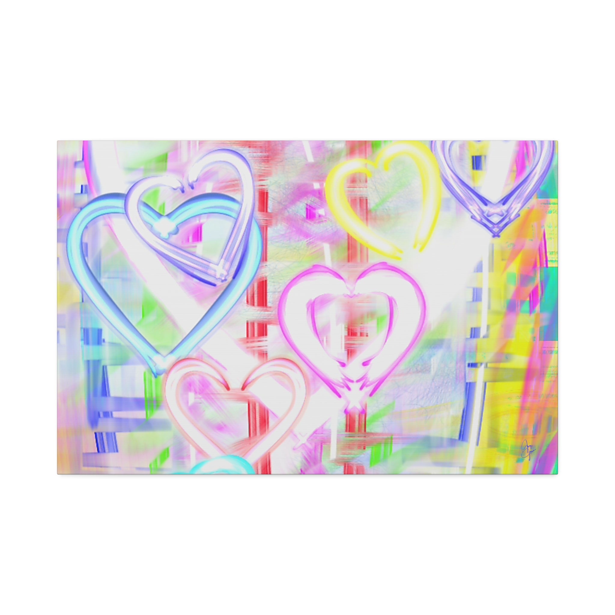 Colorful Neon Hearts Canvas Print — Stretched 1.5" Wall Art